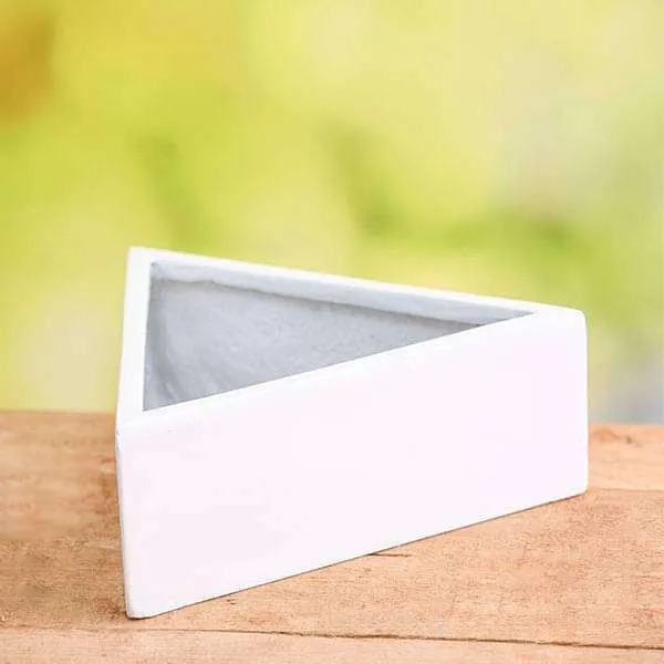 11 inch (28 cm) SML-007 Triangle Fiberglass Planter (White)