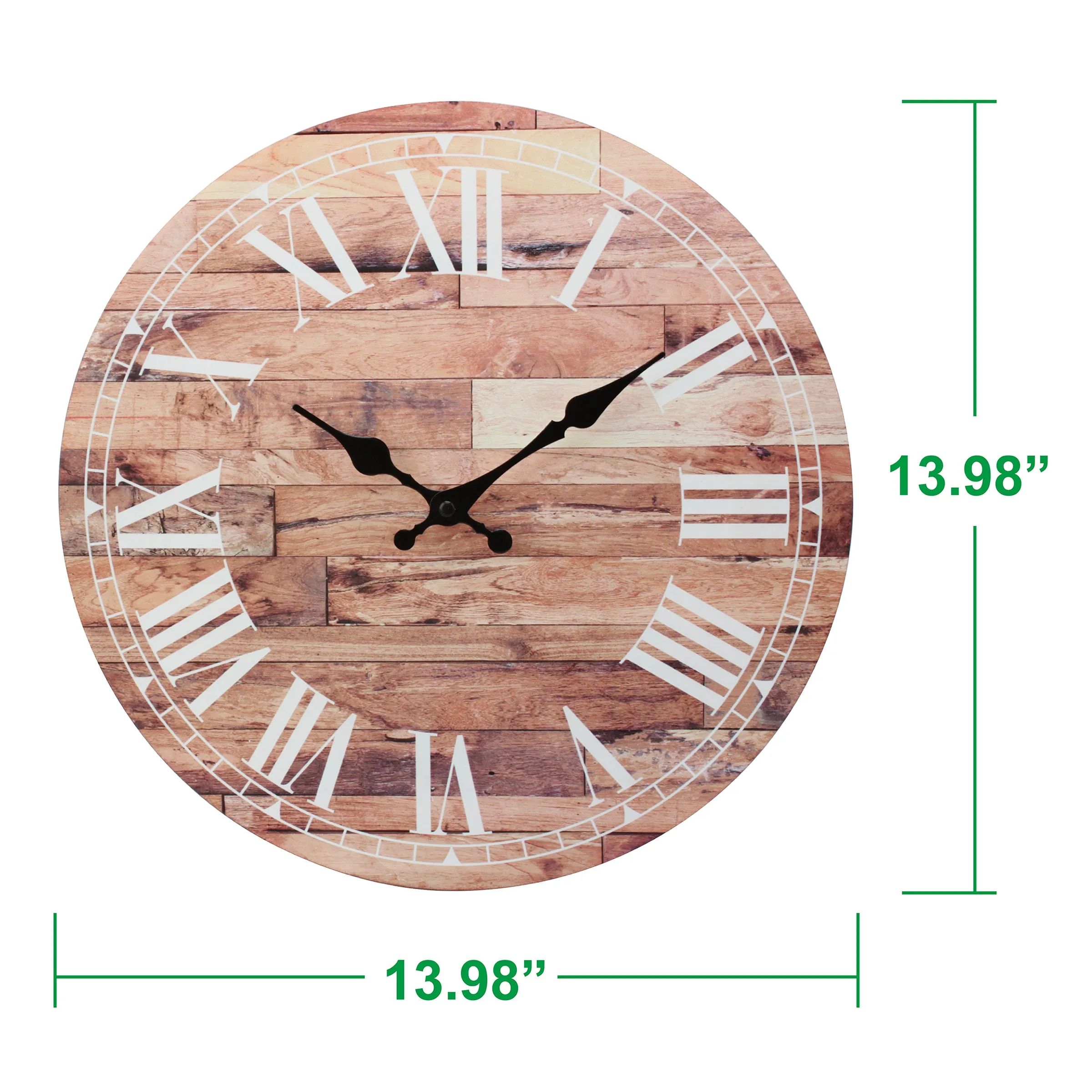14” Roman Numeral Wooden MDF Wall Clock