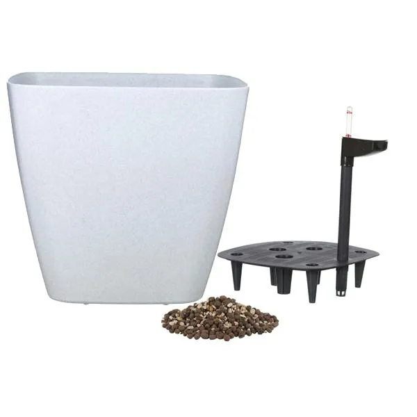 15.5 inch (39 cm) GW 09 Self Watering Square Plastic Planter (Grey)
