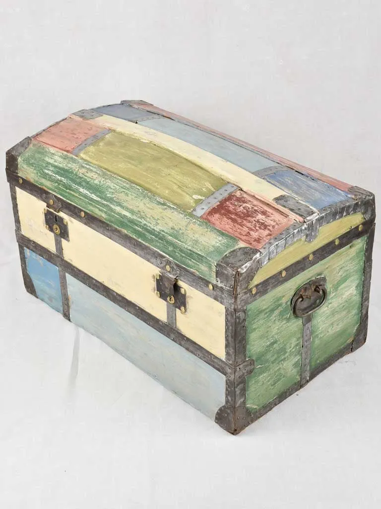 19th century travel trunk - multicolor