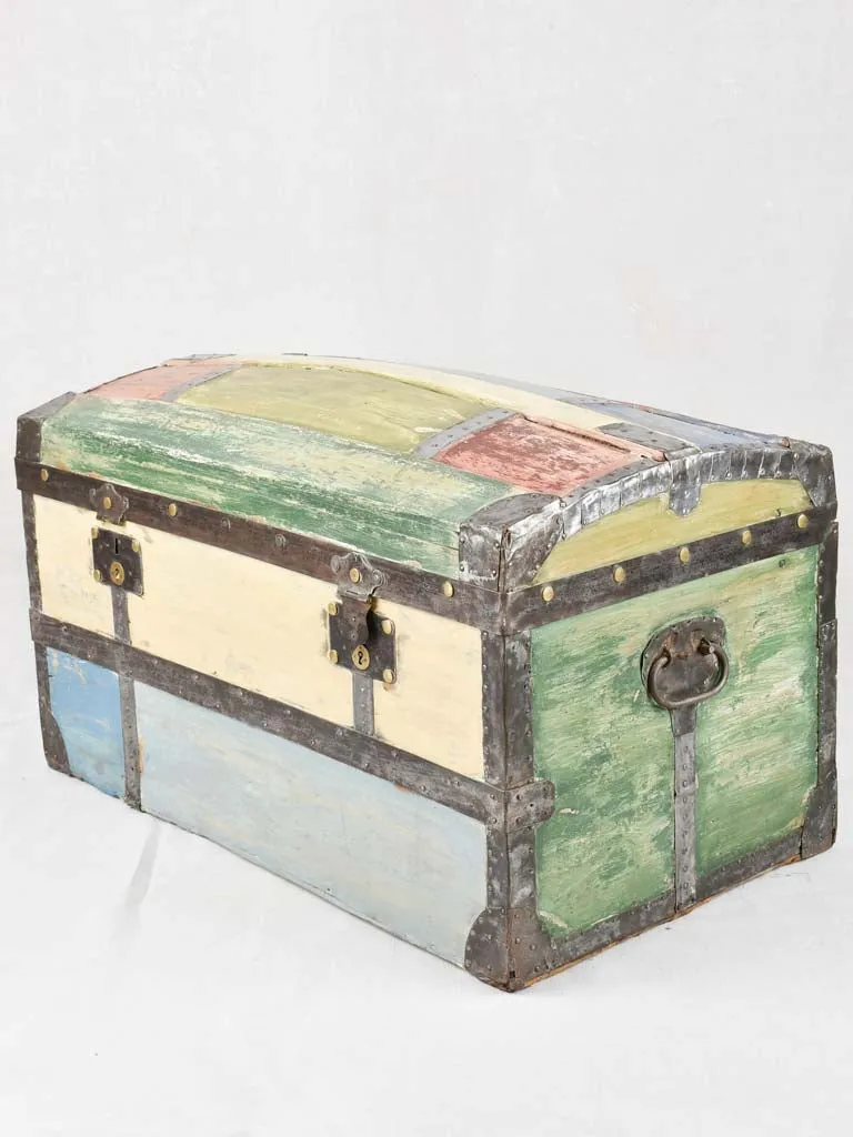 19th century travel trunk - multicolor