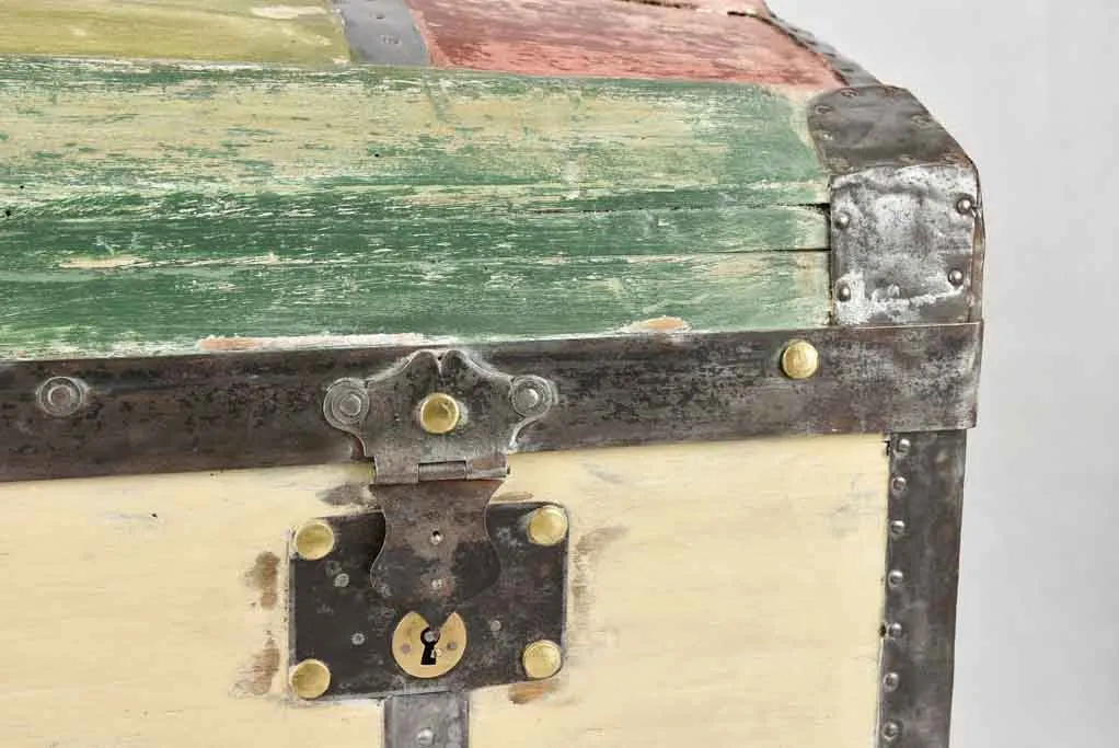 19th century travel trunk - multicolor