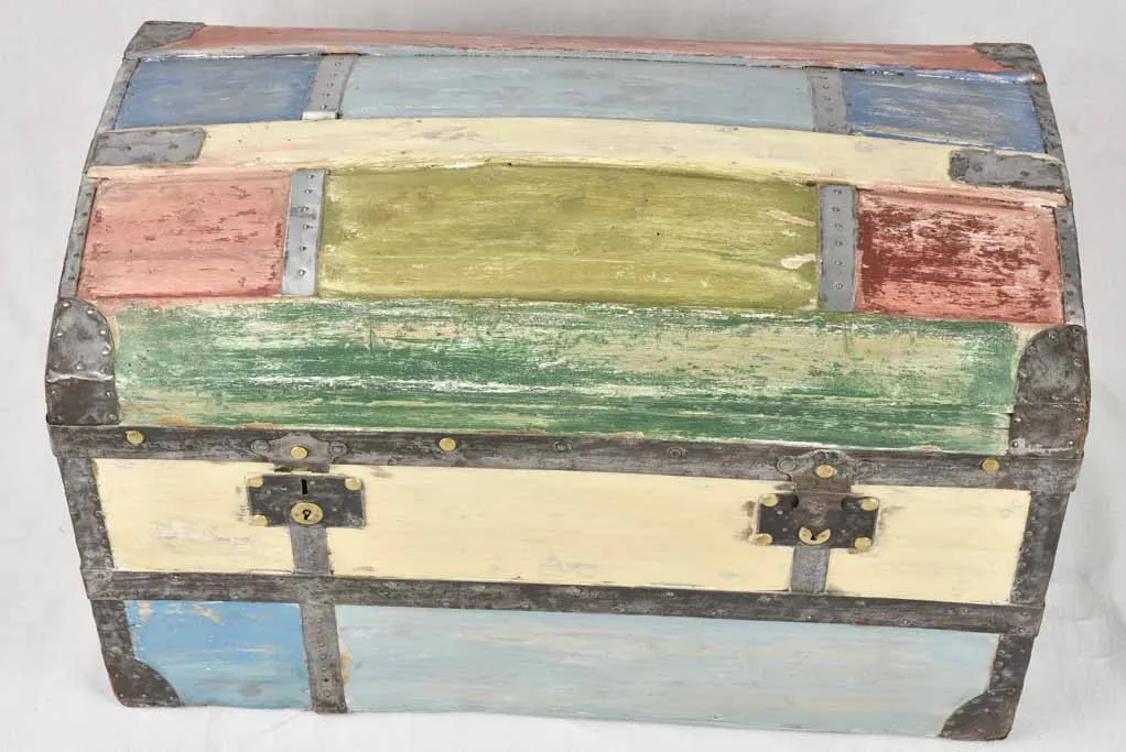 19th century travel trunk - multicolor