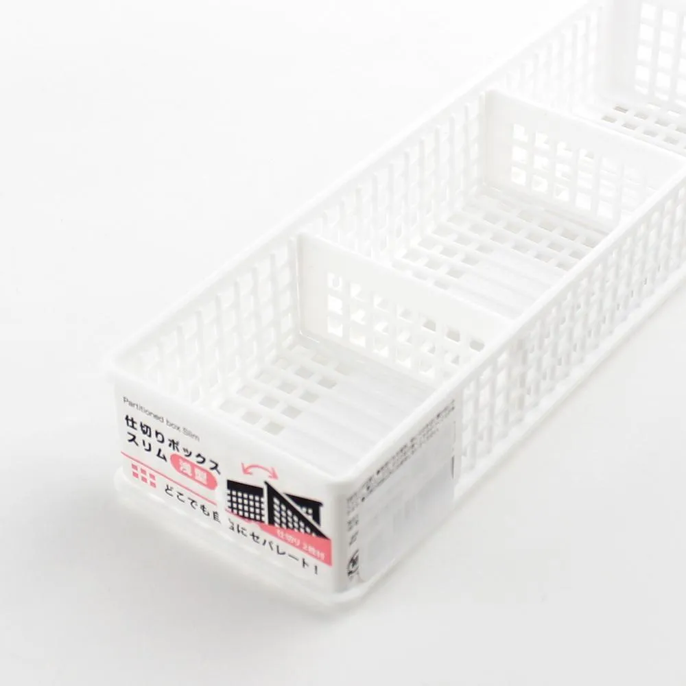 3-Section White Shallow Organizer with Compartments