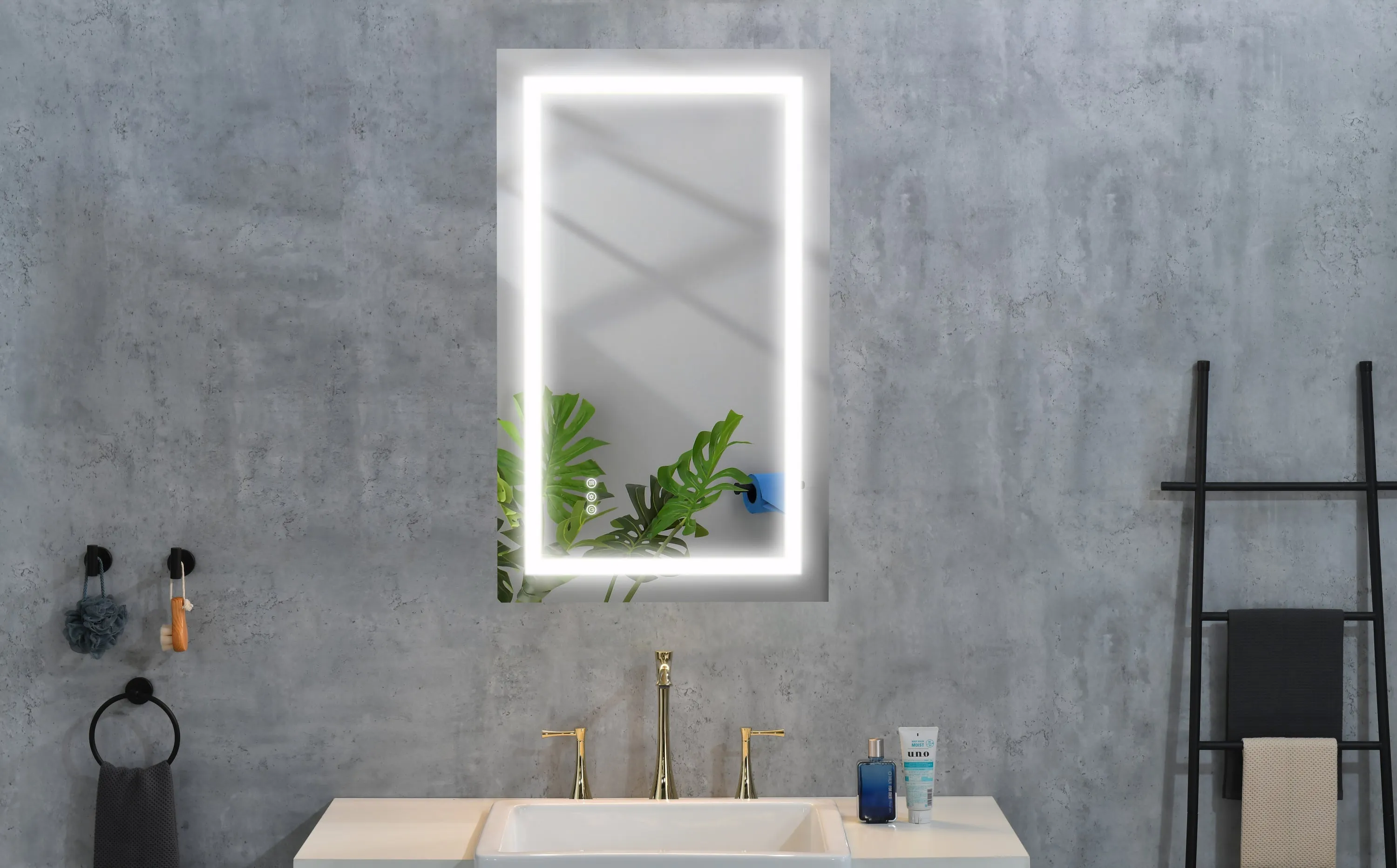 32*24 LED Lighted Bathroom Wall Mounted Mirror with High Lumen Anti-Fog Separately Control Dimmer Function