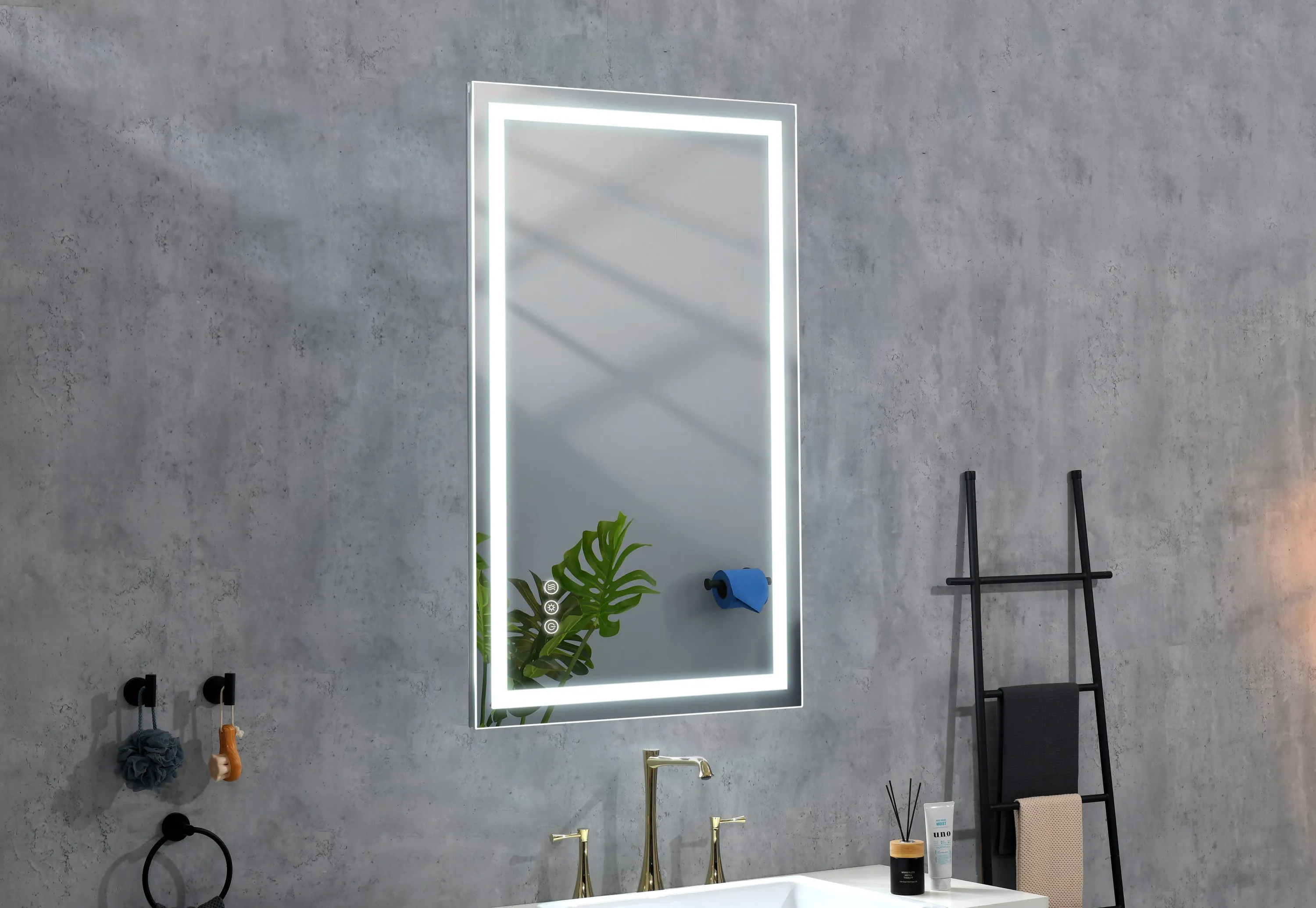 32*24 LED Lighted Bathroom Wall Mounted Mirror with High Lumen Anti-Fog Separately Control Dimmer Function
