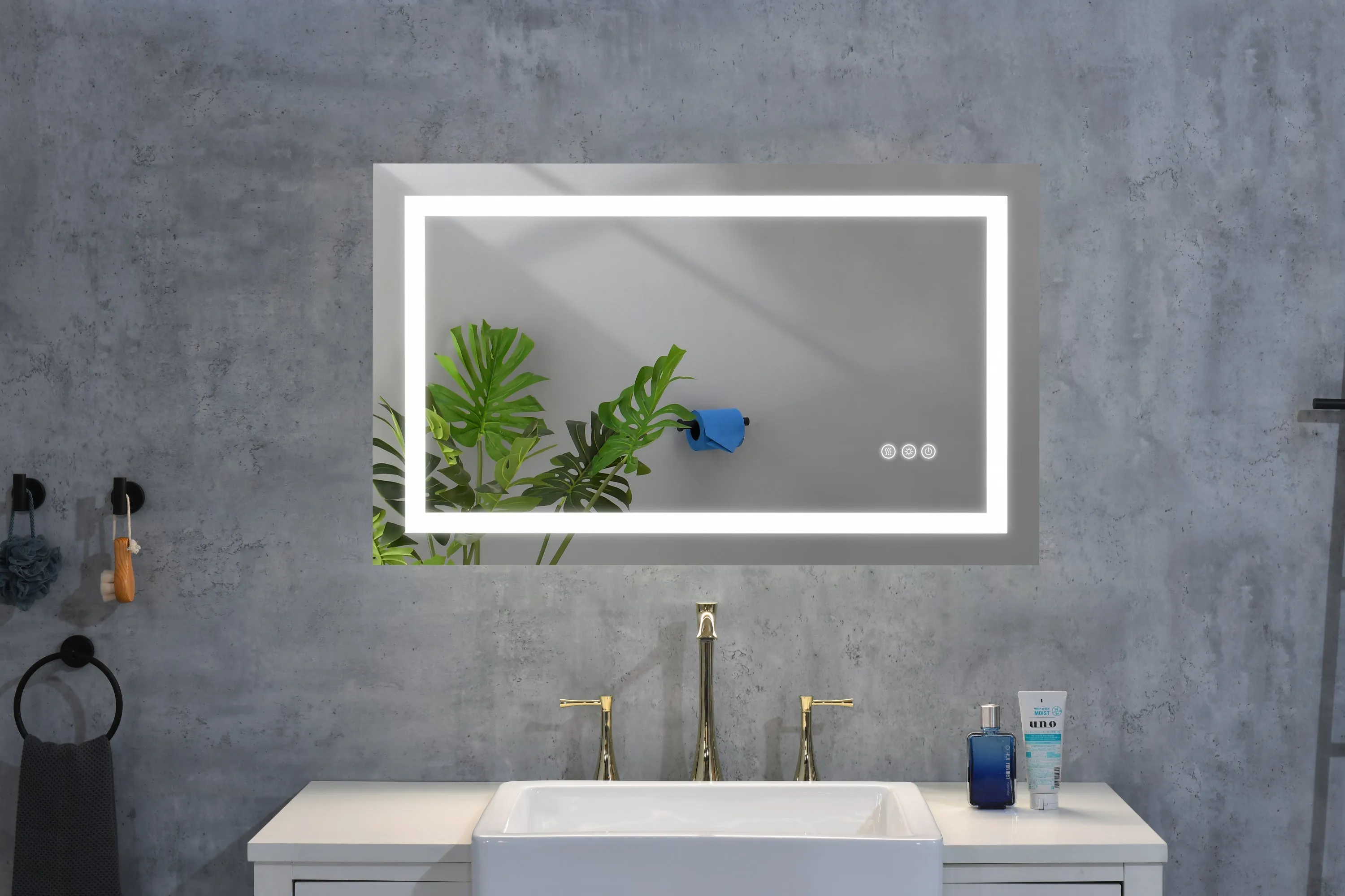 32*24 LED Lighted Bathroom Wall Mounted Mirror with High Lumen Anti-Fog Separately Control Dimmer Function