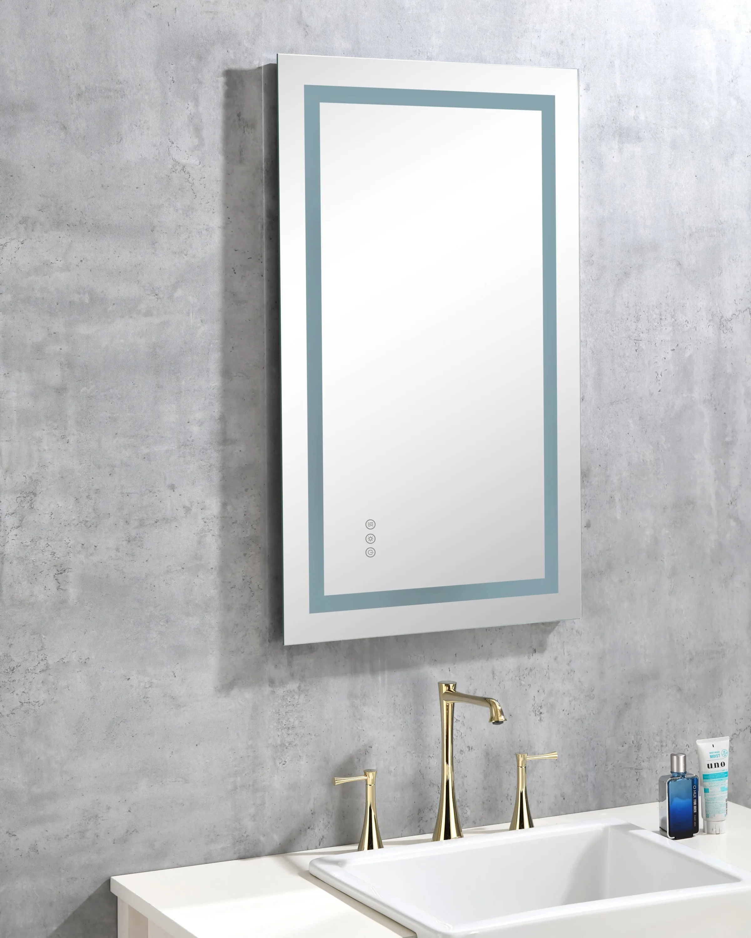 32*24 LED Lighted Bathroom Wall Mounted Mirror with High Lumen Anti-Fog Separately Control Dimmer Function