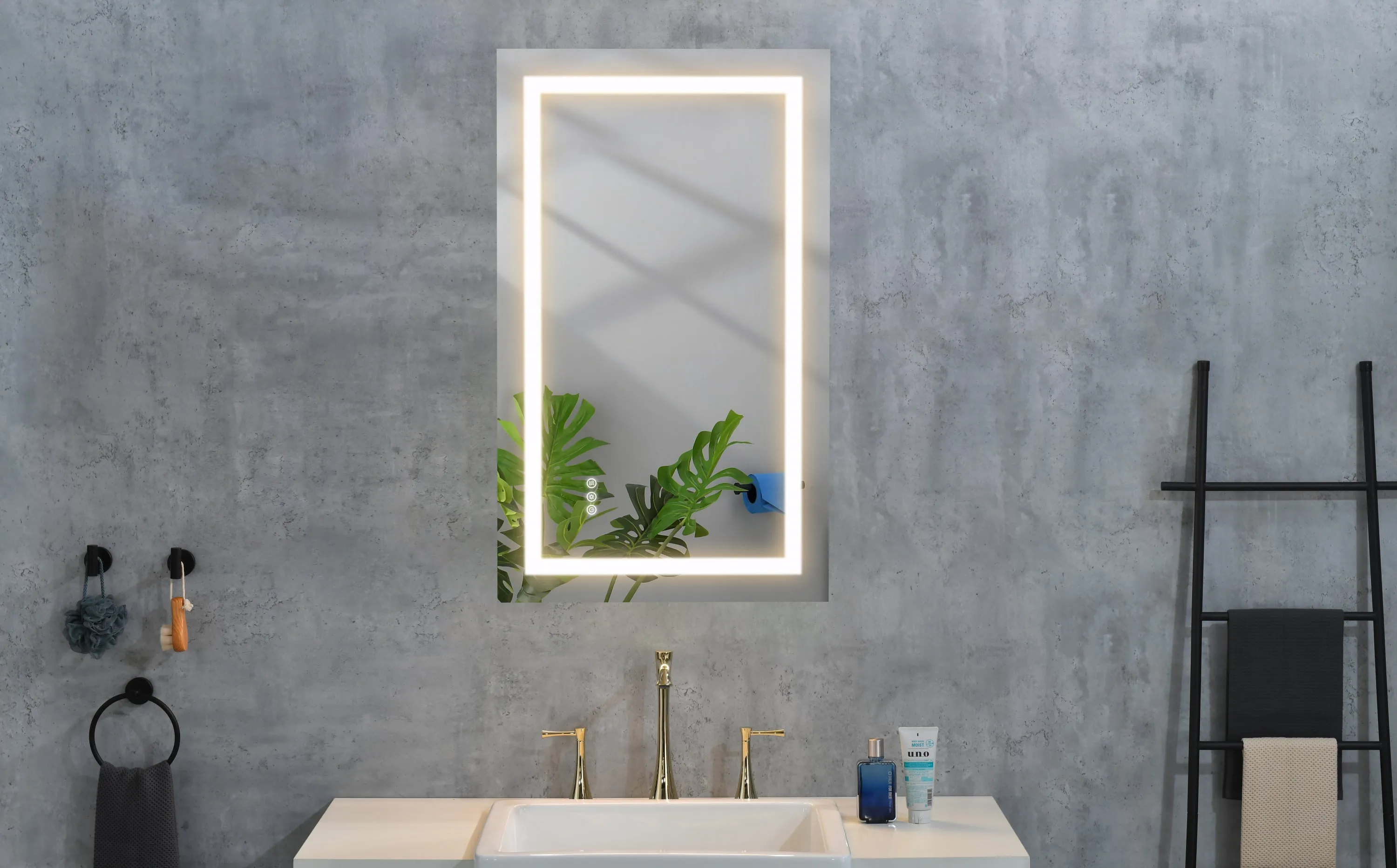32*24 LED Lighted Bathroom Wall Mounted Mirror with High Lumen Anti-Fog Separately Control Dimmer Function