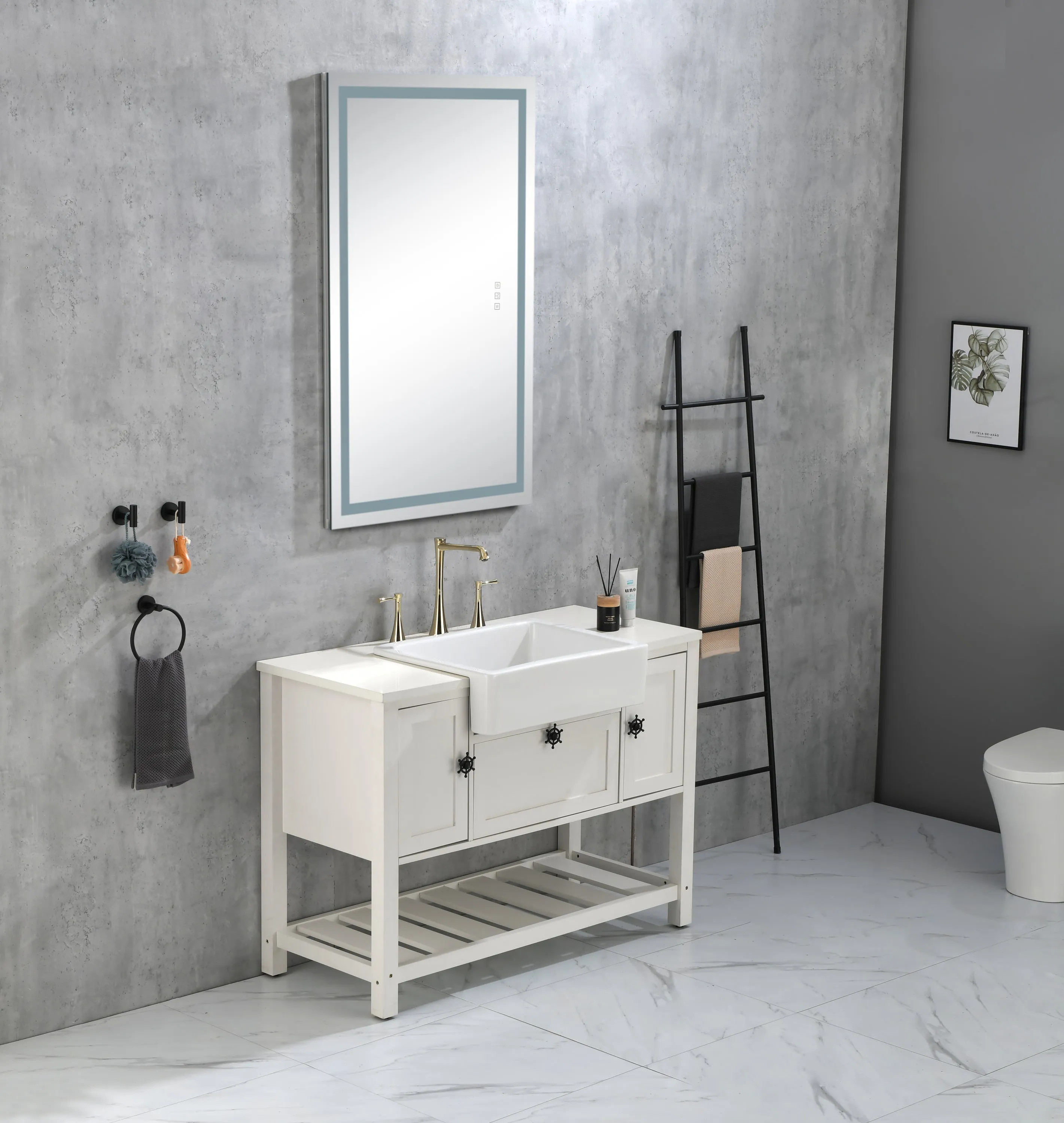 36*24 LED Lighted Bathroom Wall Mounted Mirror with High Lumen Anti-Fog Separately Control Dimmer Function