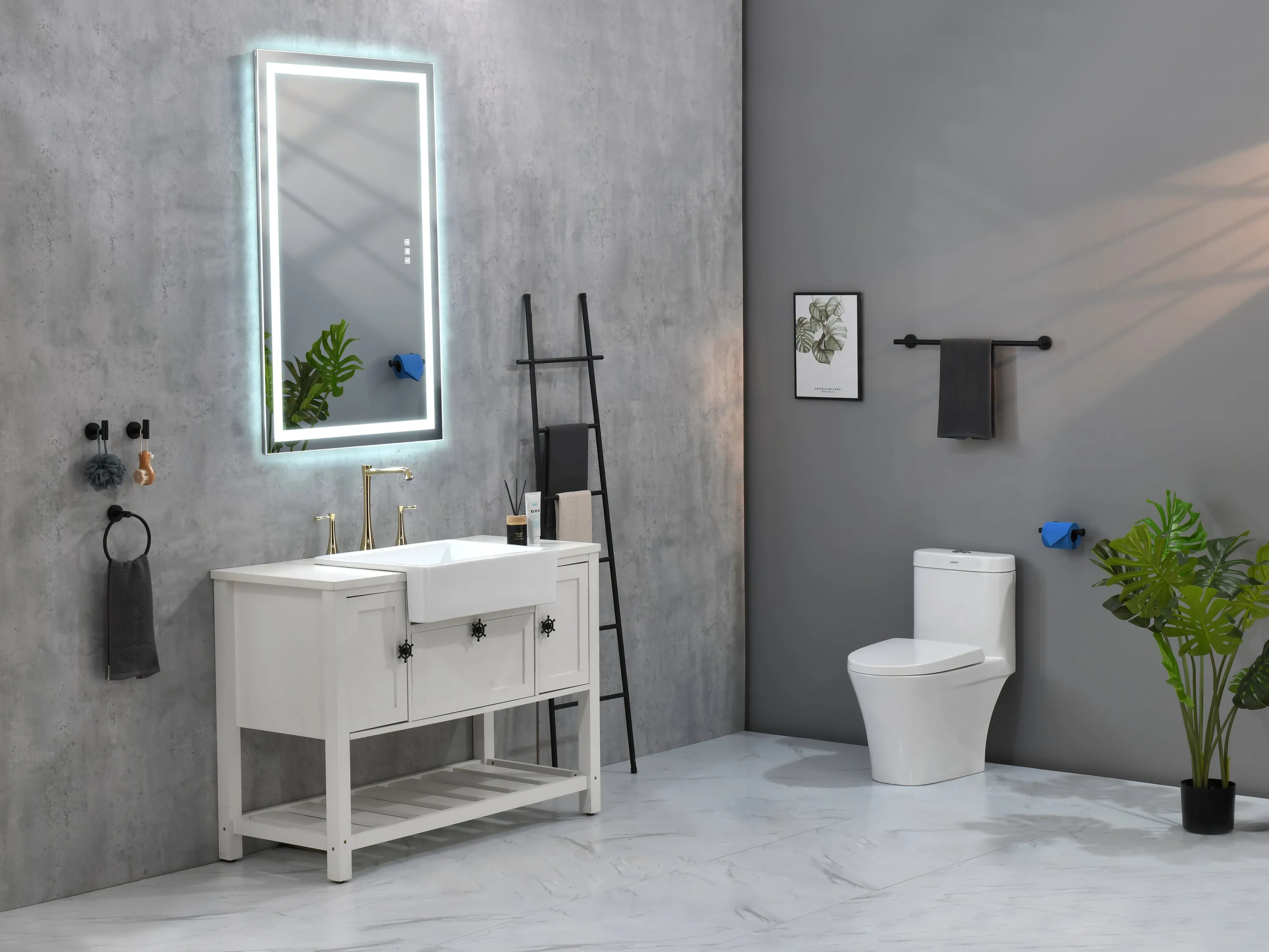 36*24 LED Lighted Bathroom Wall Mounted Mirror with High Lumen Anti-Fog Separately Control Dimmer Function
