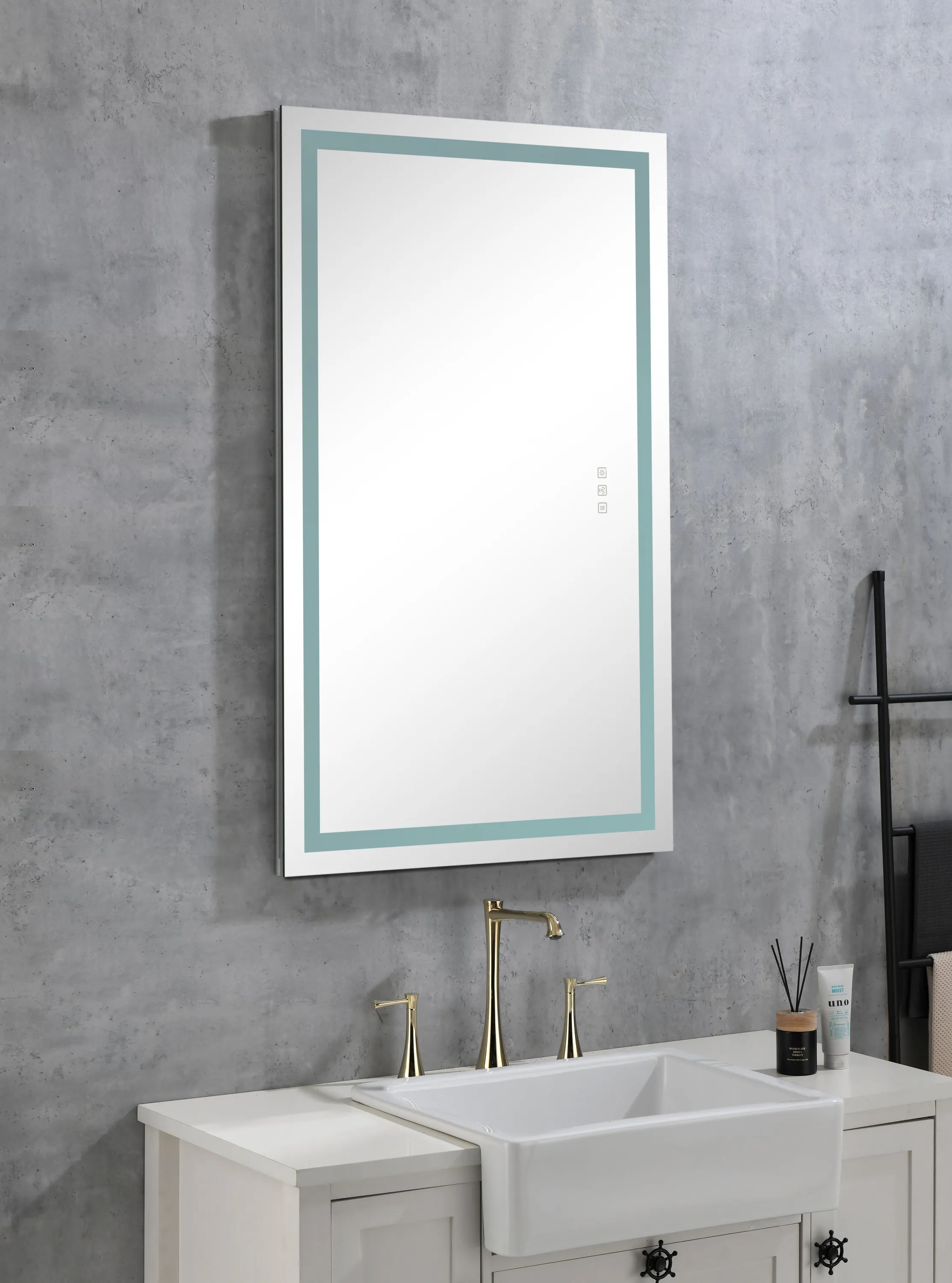 36*24 LED Lighted Bathroom Wall Mounted Mirror with High Lumen Anti-Fog Separately Control Dimmer Function