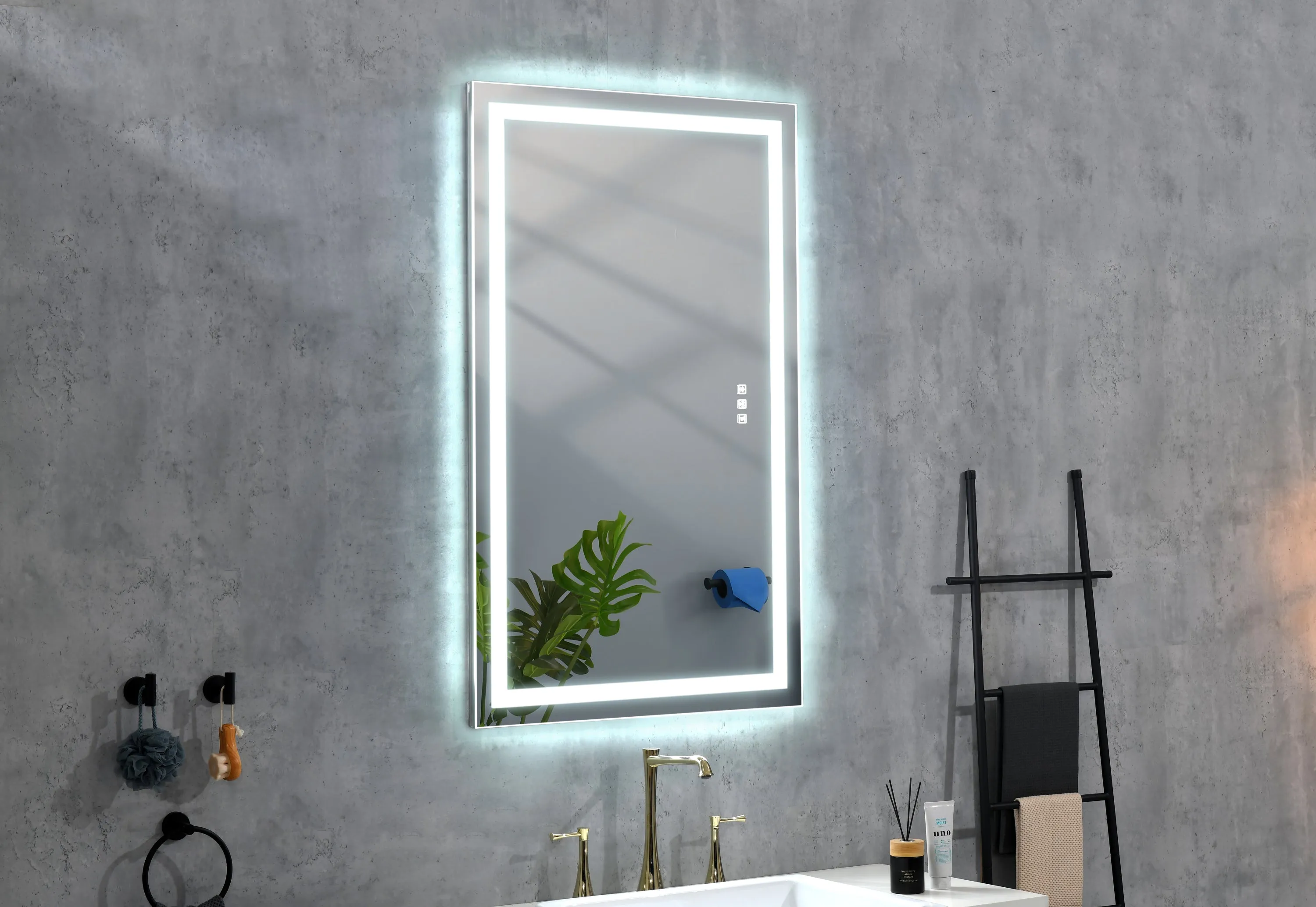 36*24 LED Lighted Bathroom Wall Mounted Mirror with High Lumen Anti-Fog Separately Control Dimmer Function