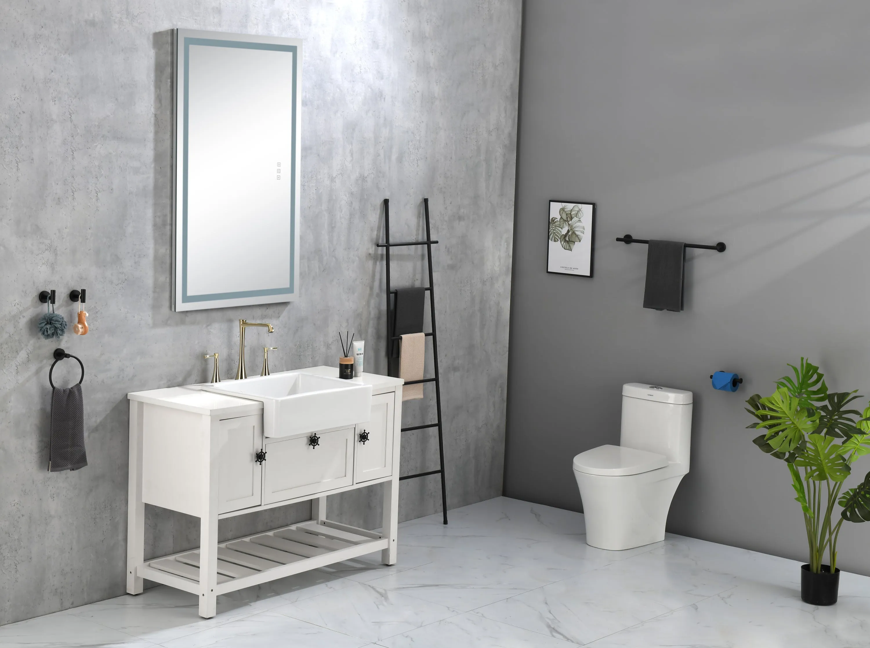 36*24 LED Lighted Bathroom Wall Mounted Mirror with High Lumen Anti-Fog Separately Control Dimmer Function