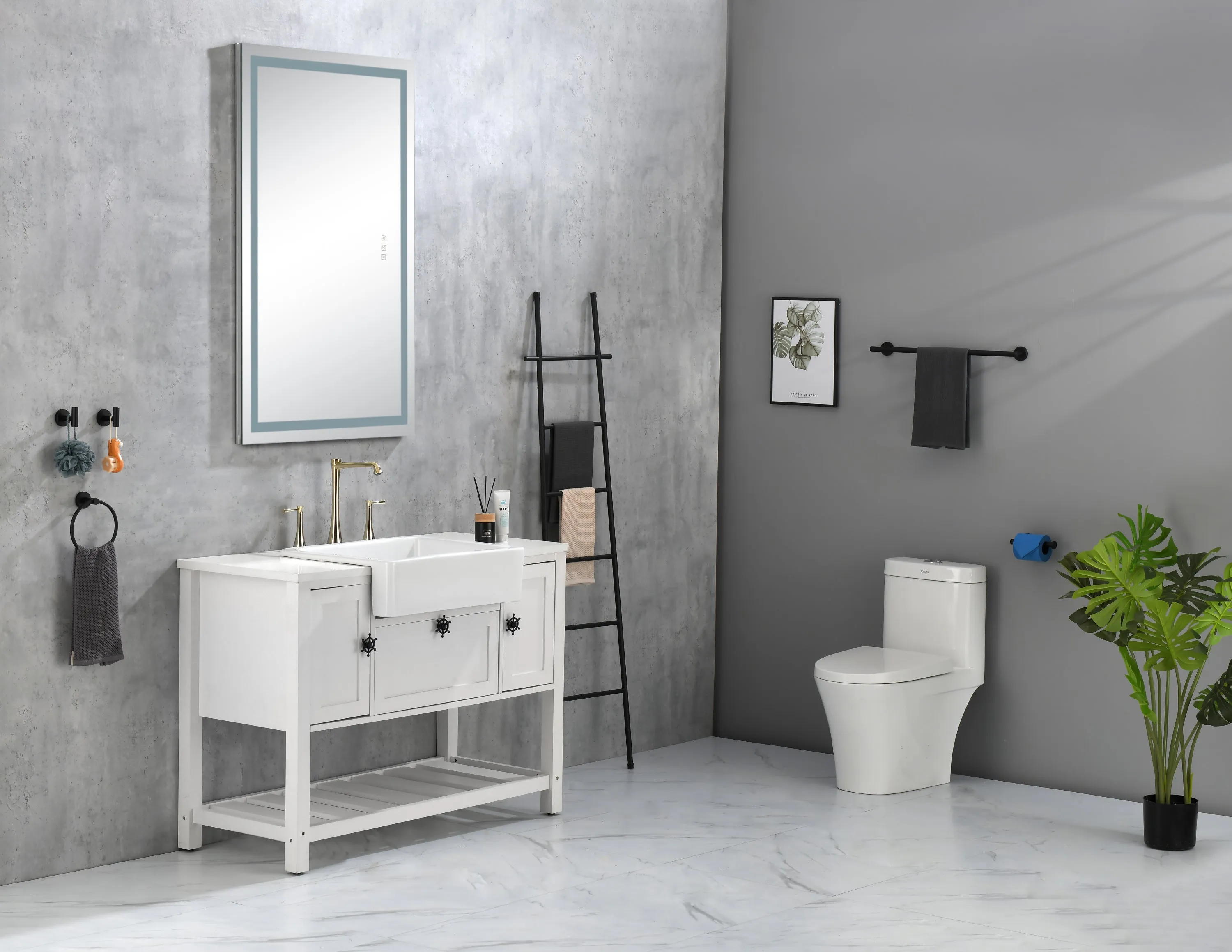 36*24 LED Lighted Bathroom Wall Mounted Mirror with High Lumen Anti-Fog Separately Control Dimmer Function