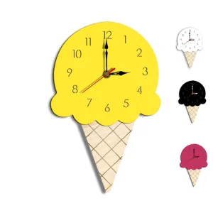 3d Wall Clock Wood Cartoon for Living Room Kids Children Rooms Acrylic Ice Cream Modern Design Clocks for Home Decor