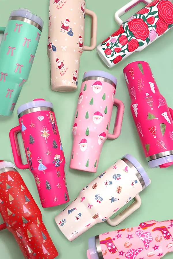 40oz STAINLESS STEEL TUMBLER ALL STYLES | TB40OZ: MAMA CHECKER FUCHSIA