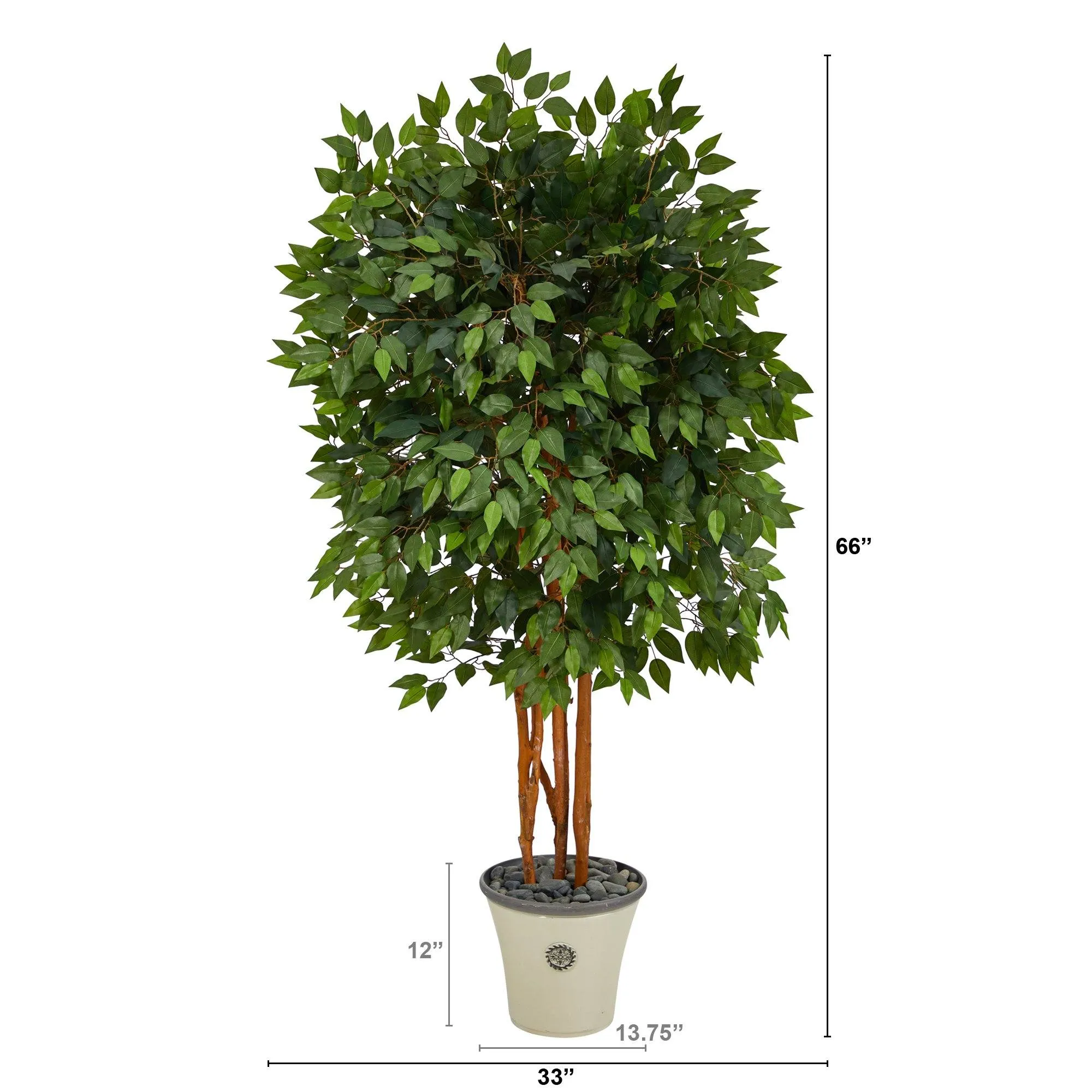 5.5’ Artificial Super Deluxe Ficus Tree in Decorative Planter