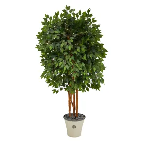 5.5’ Artificial Super Deluxe Ficus Tree in Decorative Planter