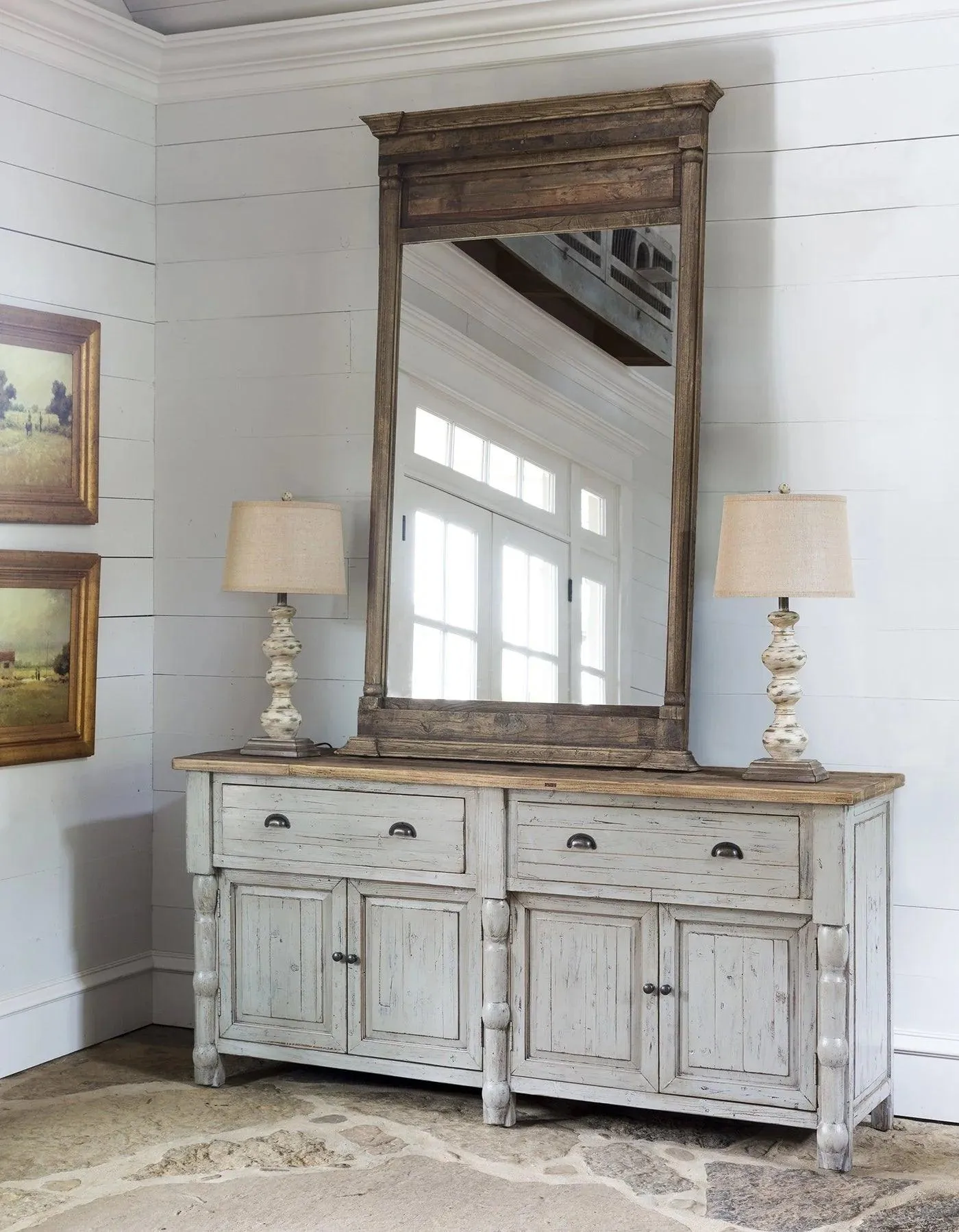 6' Aged Elm Framed Mirror