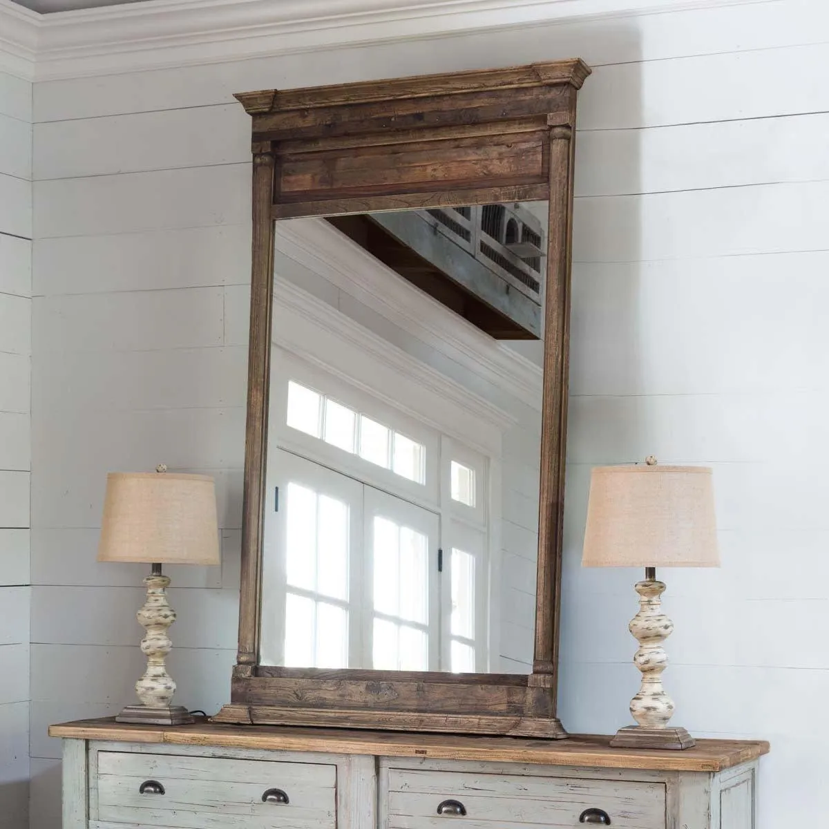 6' Aged Elm Framed Mirror