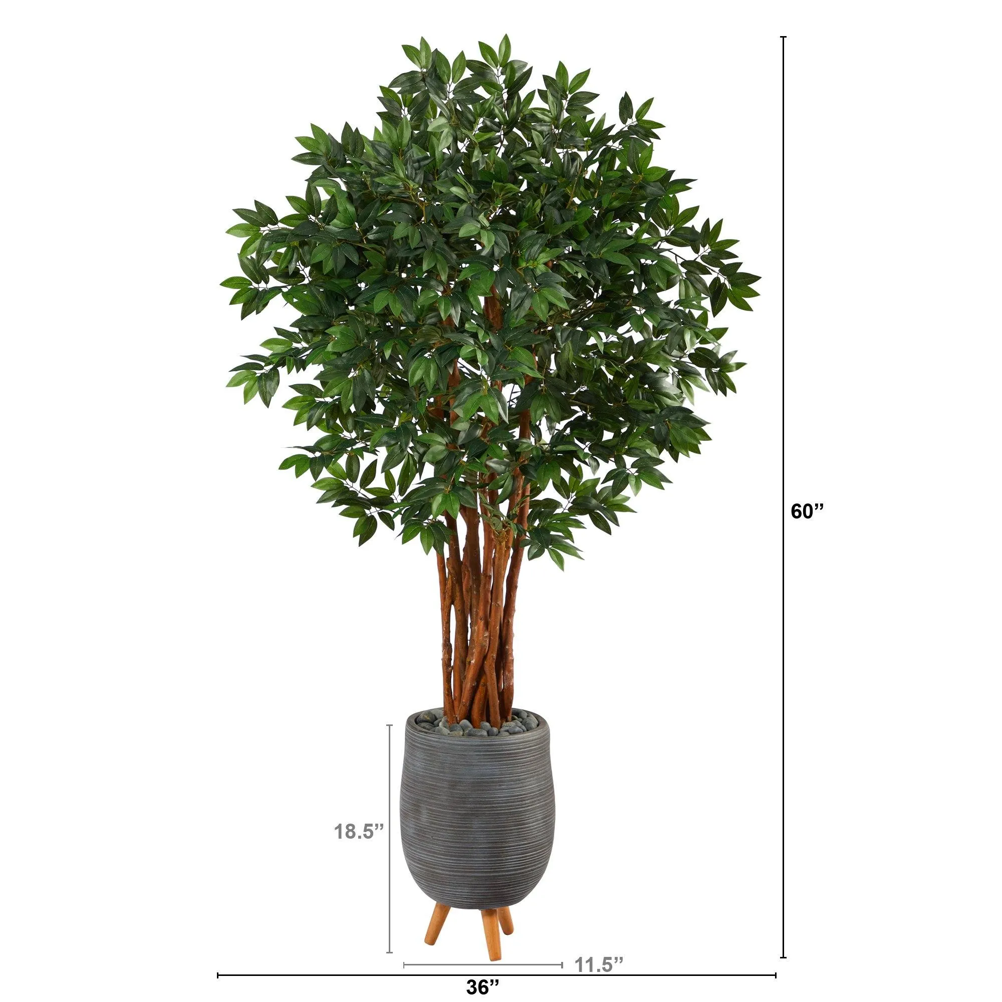 6’ Lychee Artificial Tree in Gray Planter with Stand