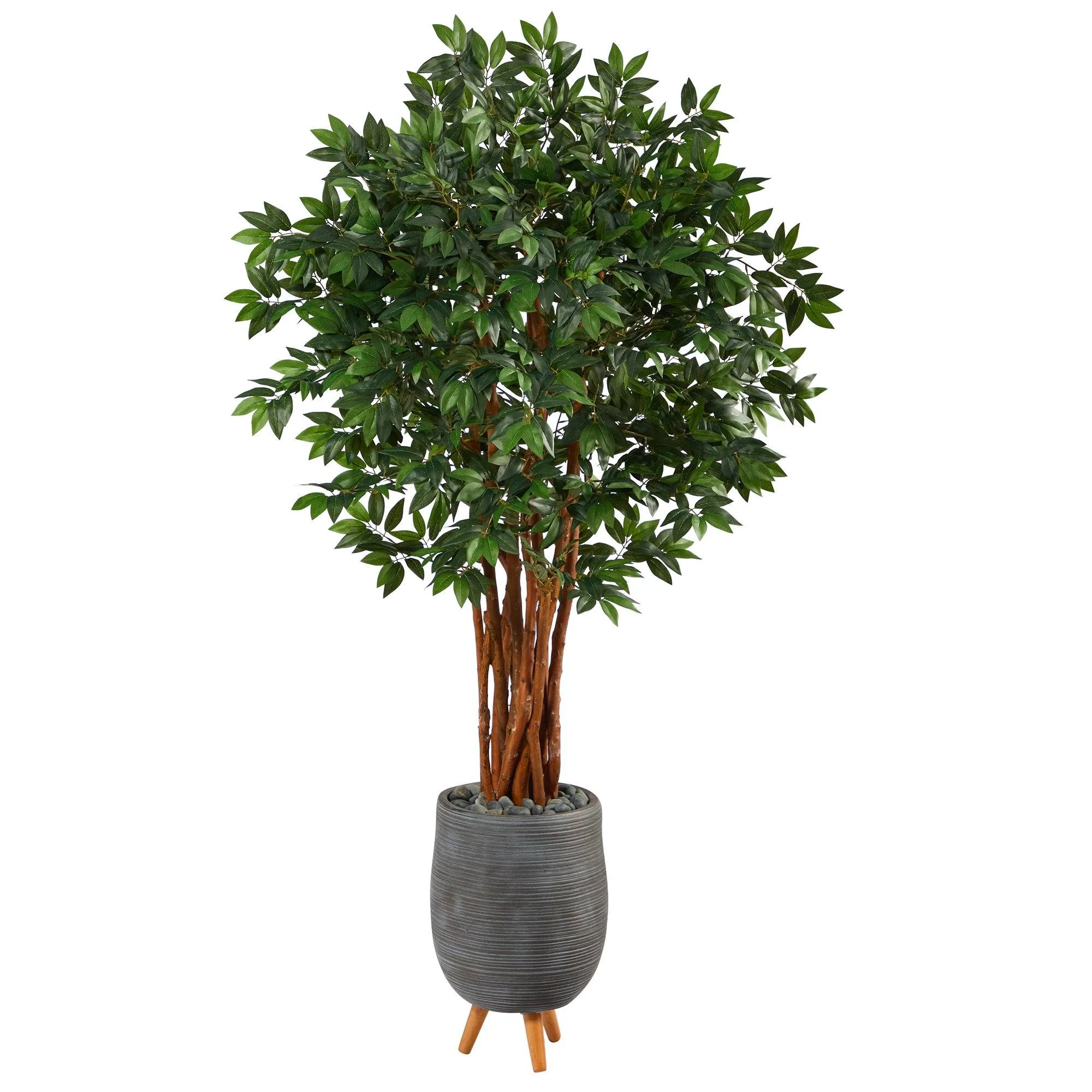 6’ Lychee Artificial Tree in Gray Planter with Stand