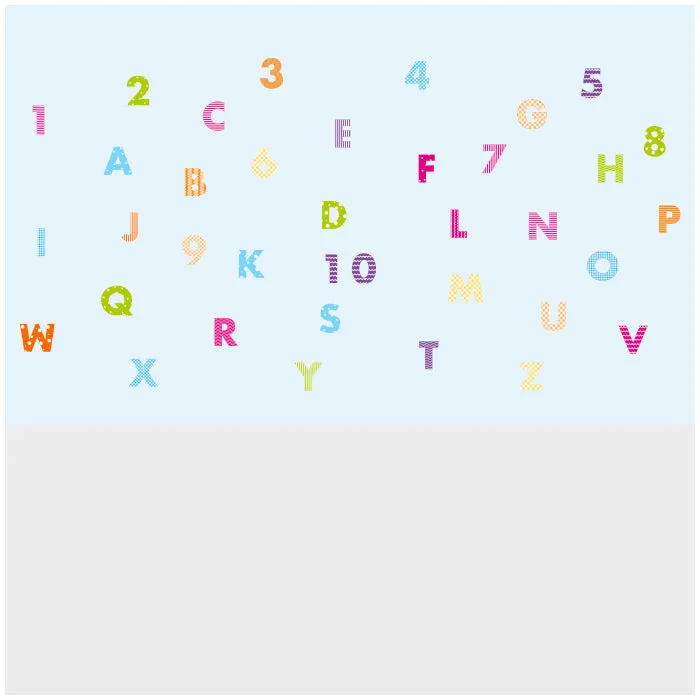 Alphabets And Numbers Mini Wall Art Sticker