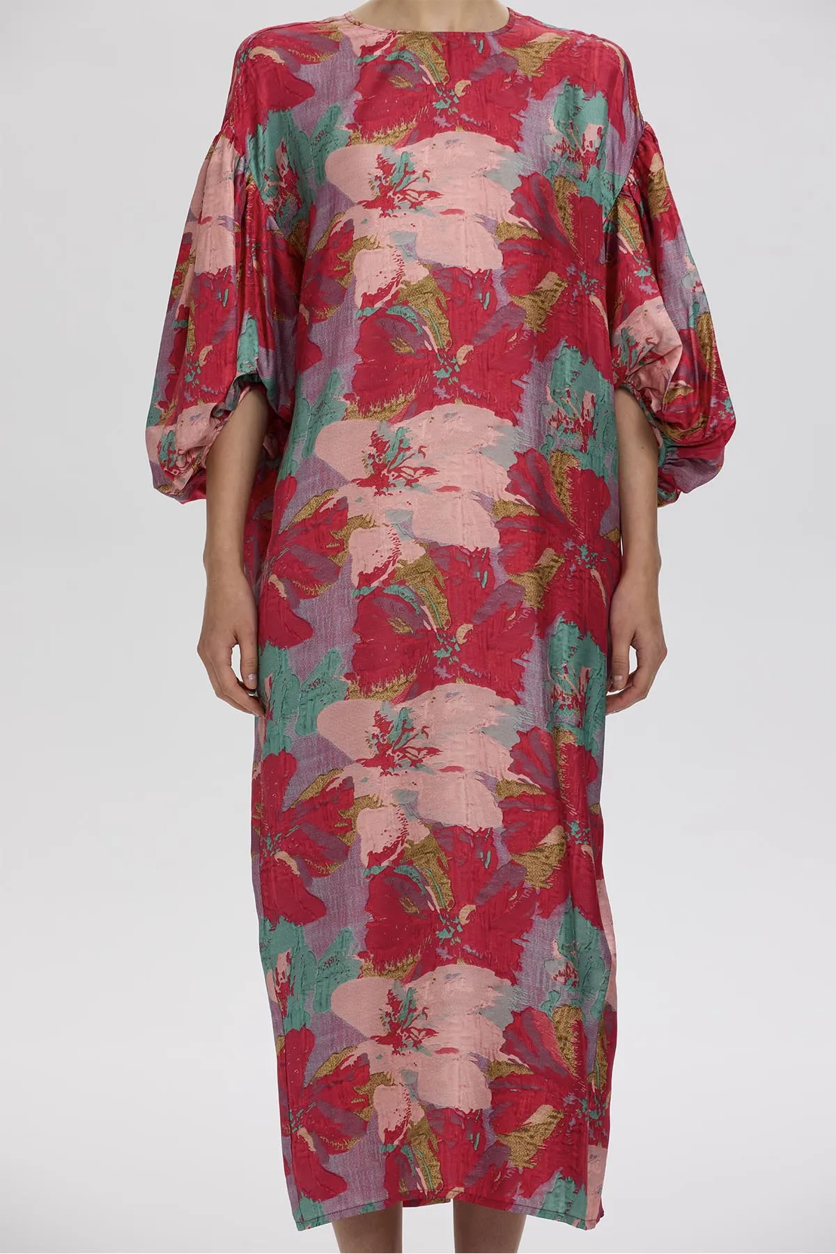 Amber Multicolor Artistic Floral Silk Dress