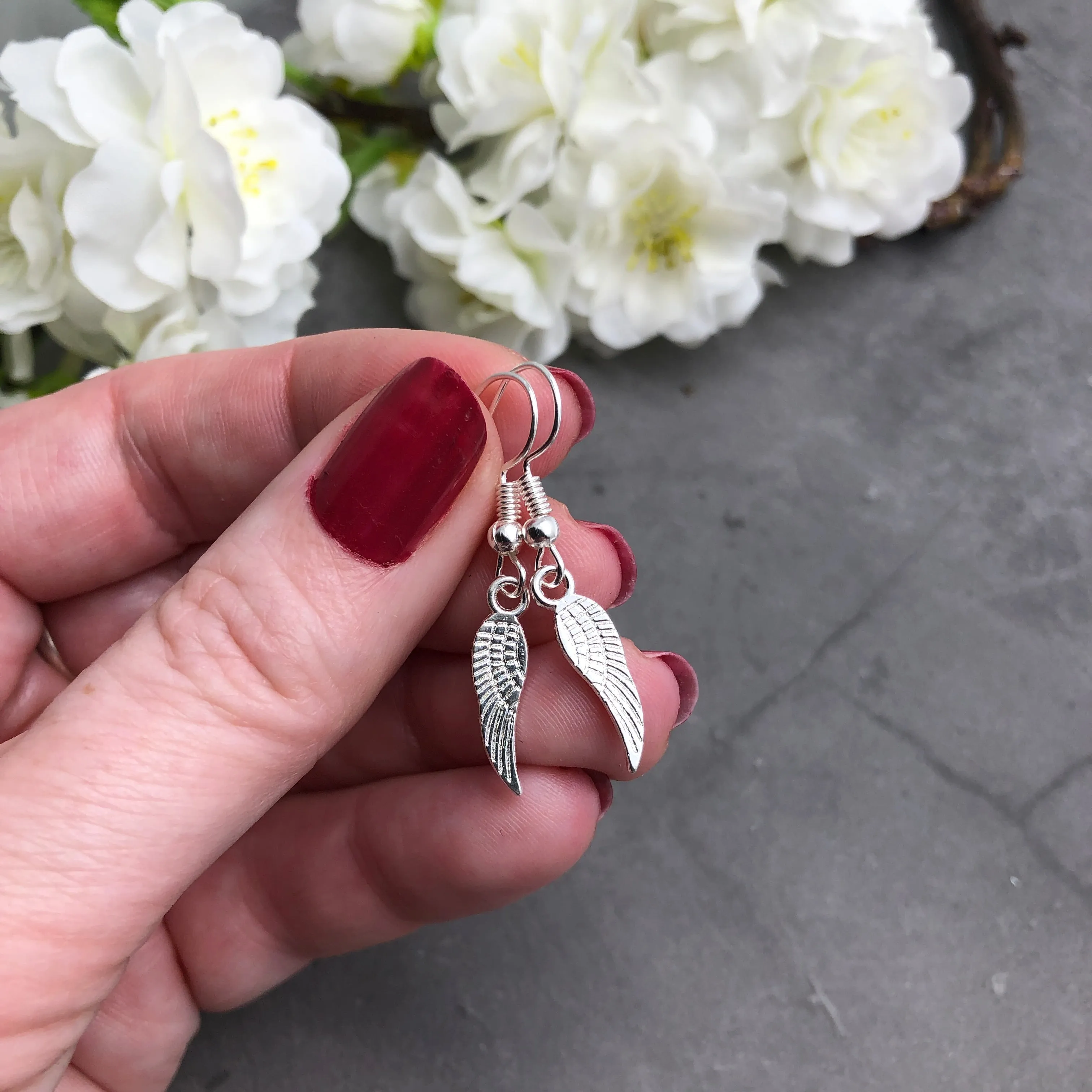 Angel Wings Silver Plated Charm Earrings