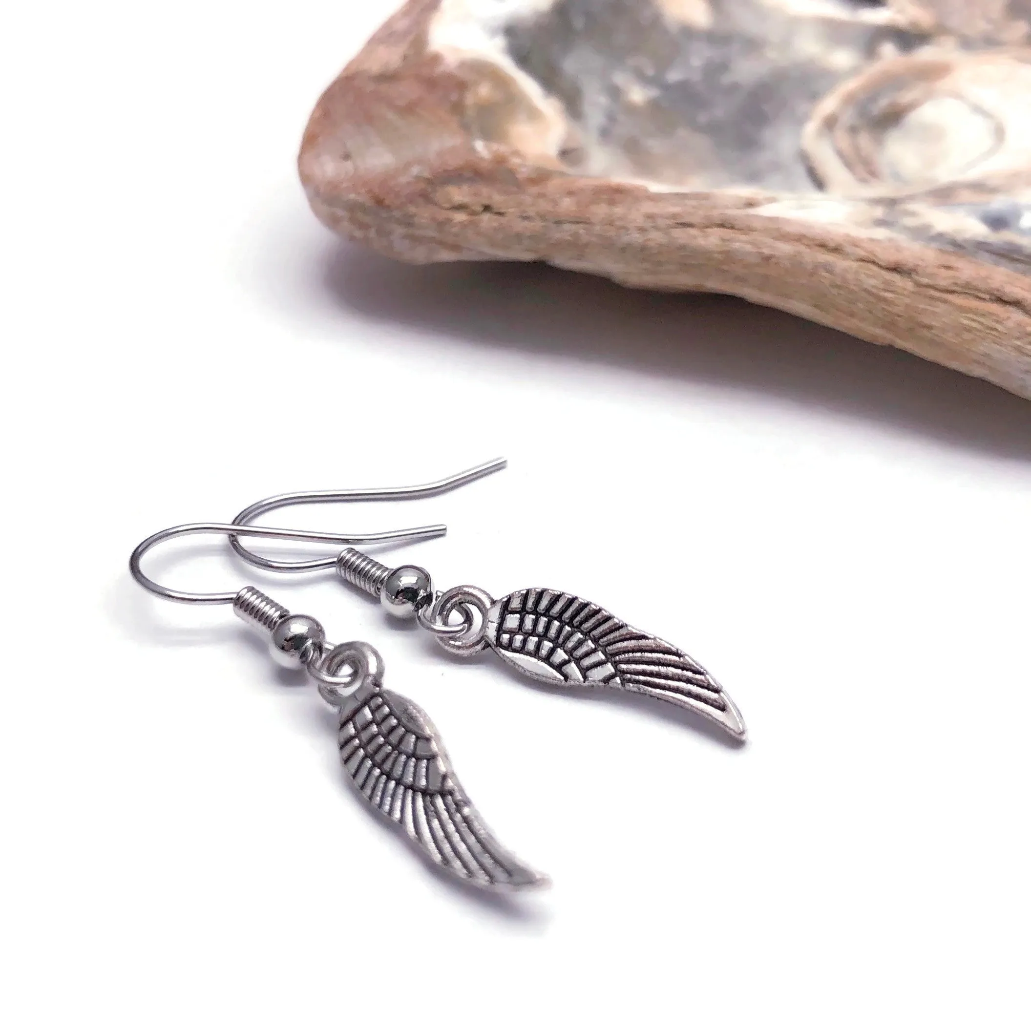 Angel Wings Silver Plated Charm Earrings