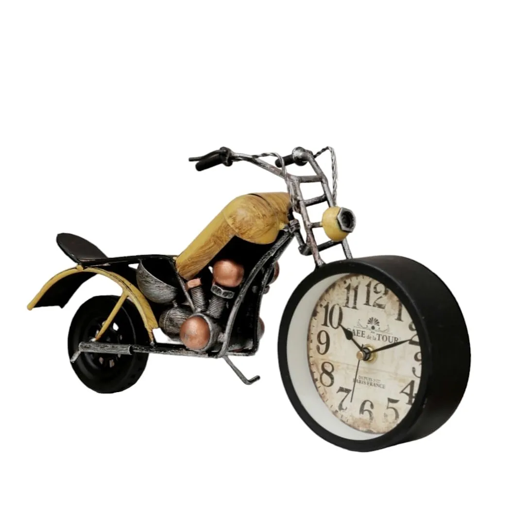 Antique Bike Design Table Clock- Yellow