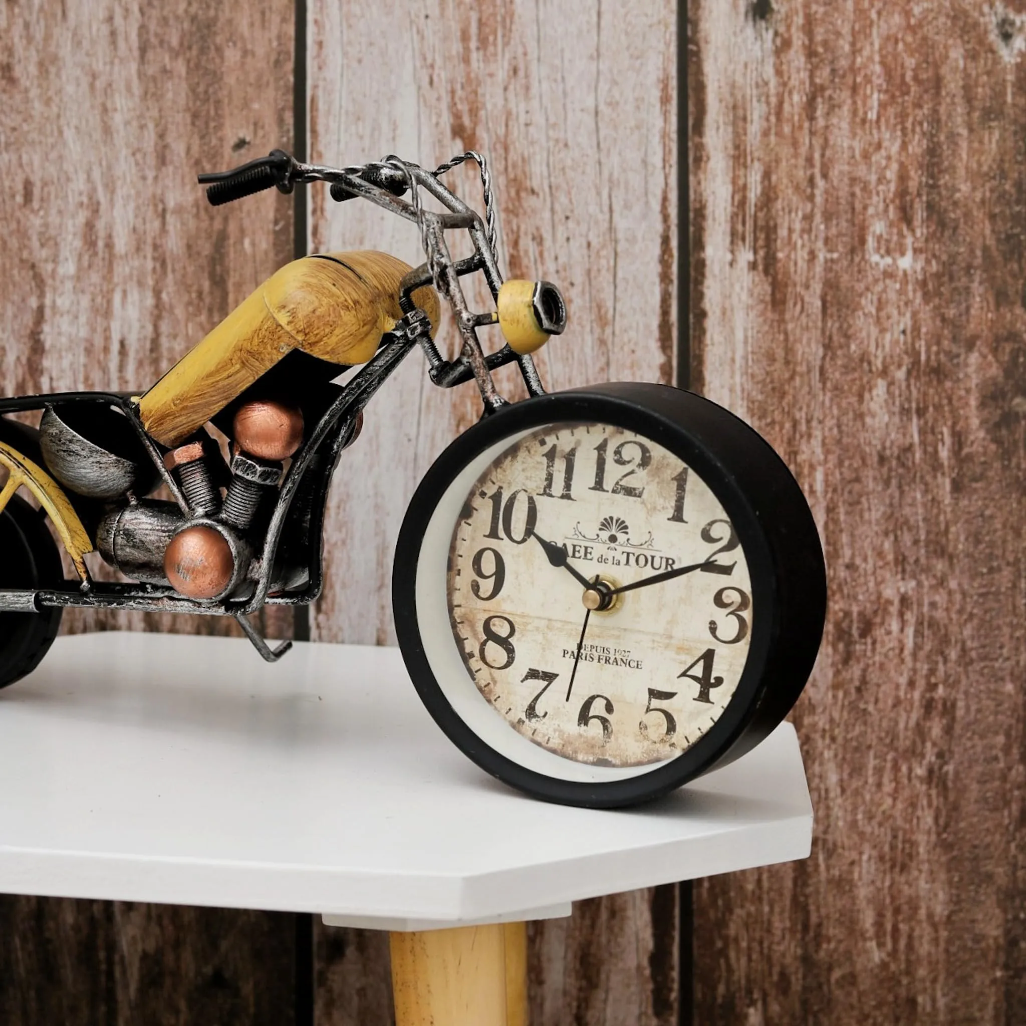 Antique Bike Design Table Clock- Yellow