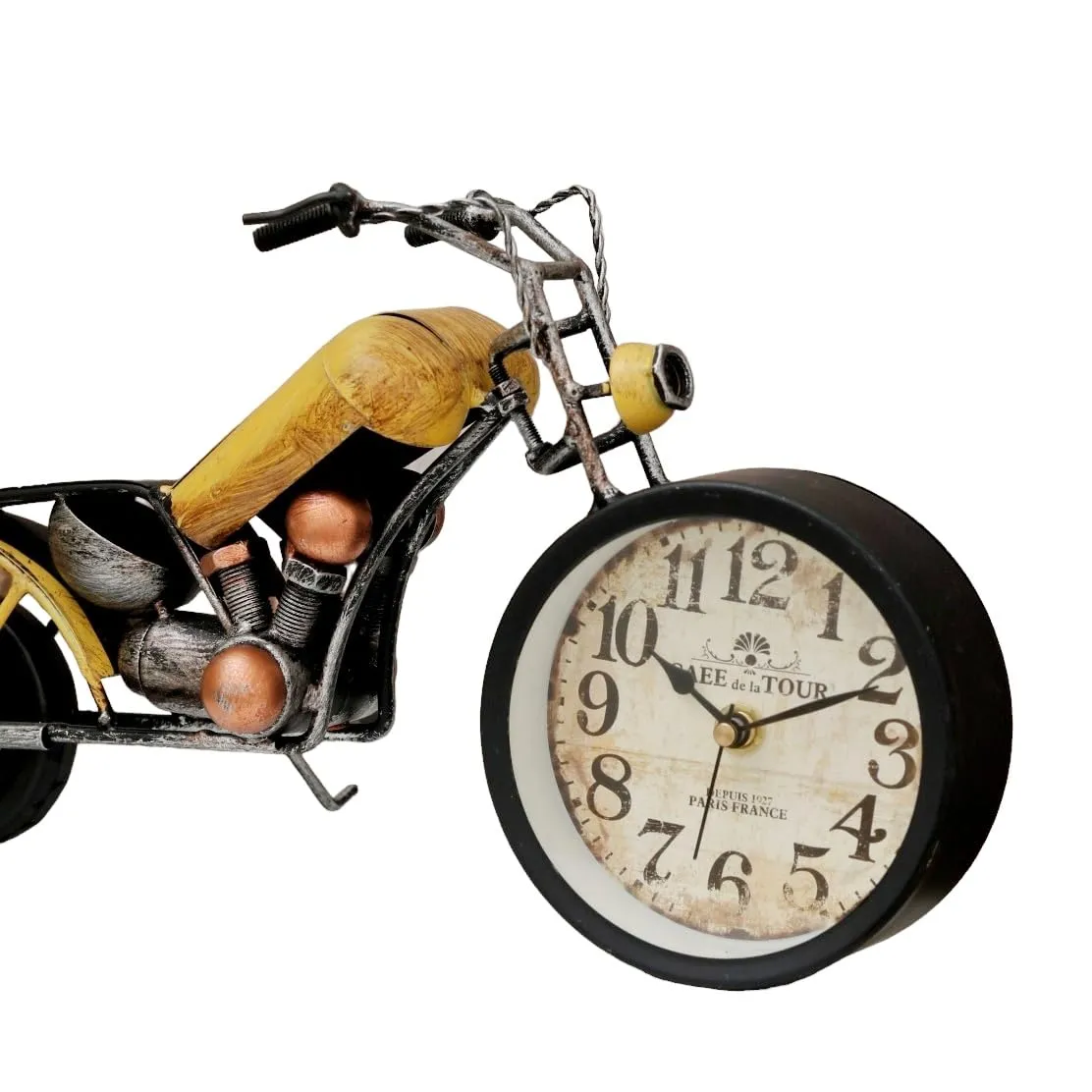 Antique Bike Design Table Clock- Yellow