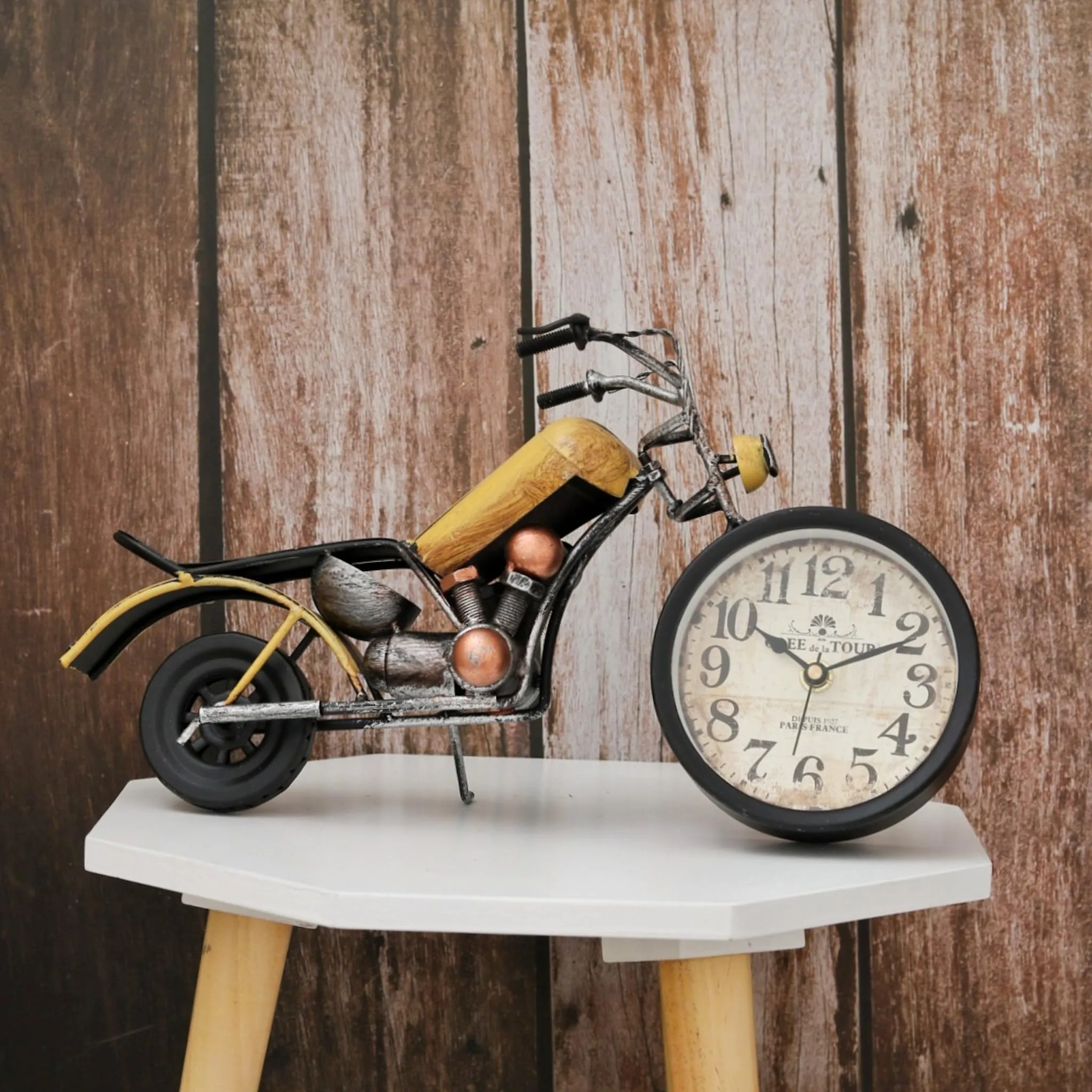 Antique Bike Design Table Clock- Yellow