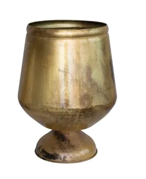 Antique Brass Metal Footed Planter, two sizes