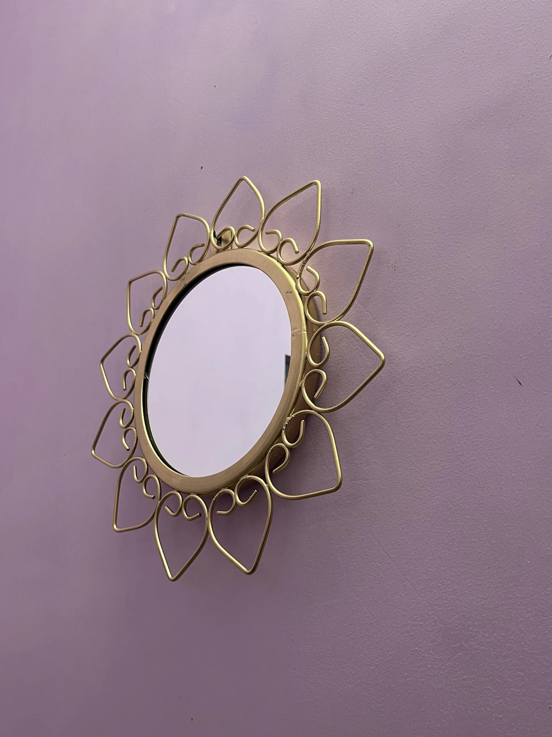 ARTrends®-Metal Decorative Mirror Wall Mounted Hanging Mirror Metal Golden Rose Design Modern Art Mirror for Home Décor (Gold)