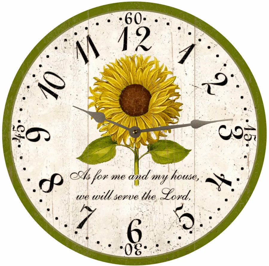 As For Me And My House Clock- Sunflower Wall Clock