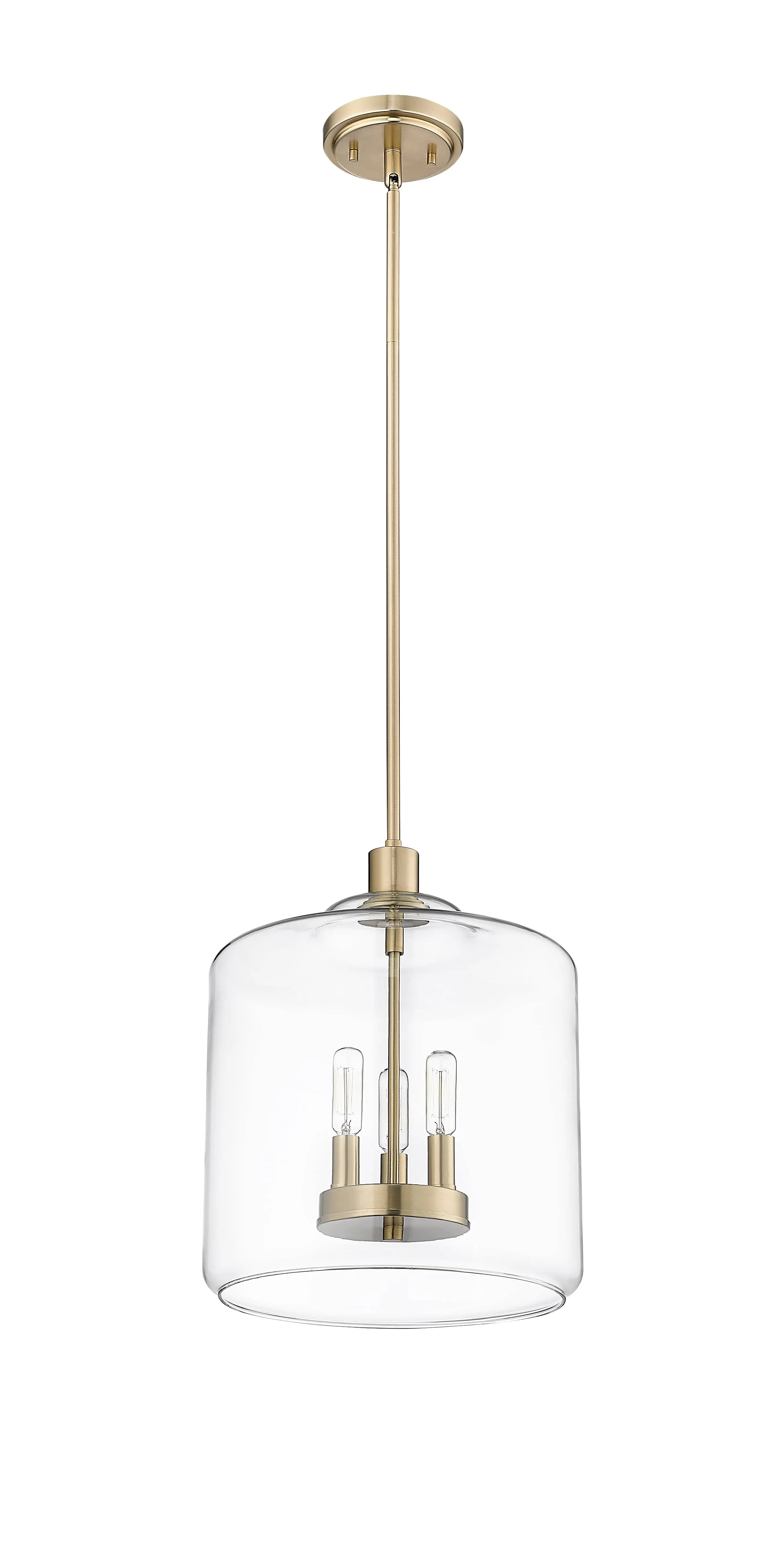 Asheville Pendant - Modern Gold - Clear Glass - 12in. Diameter - E12 Candelabra Base