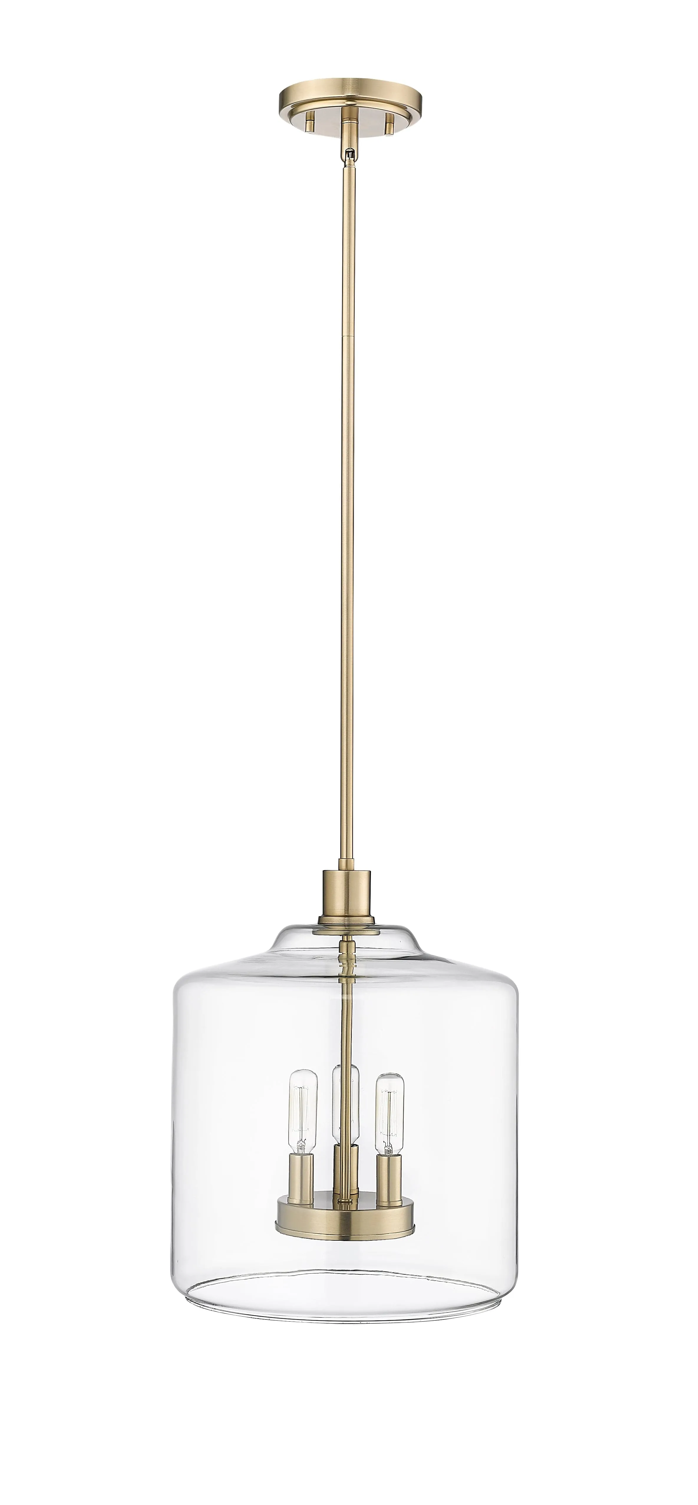 Asheville Pendant - Modern Gold - Clear Glass - 12in. Diameter - E12 Candelabra Base