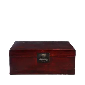 Aubergine Leather Trunk from Shanghai - Circa 1920