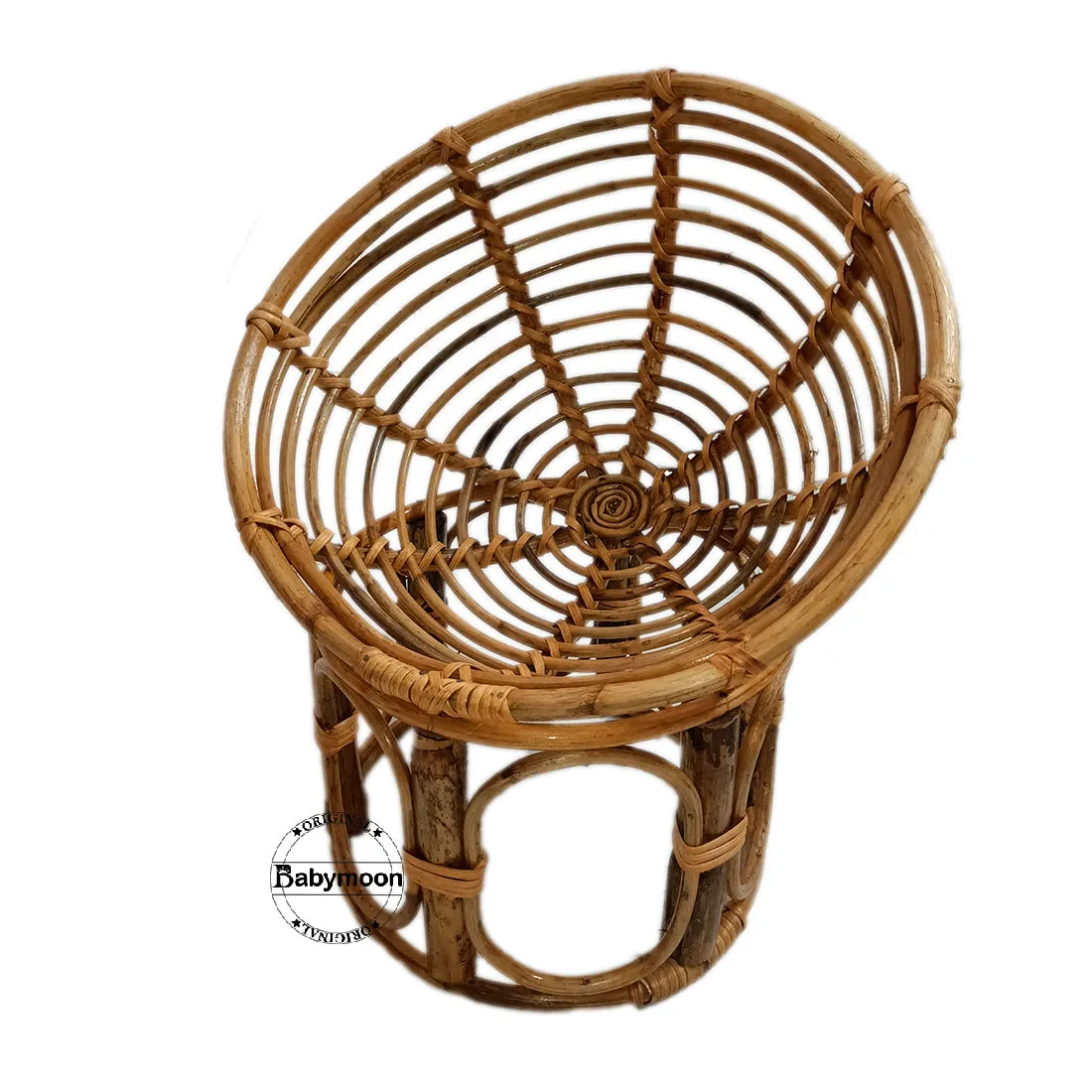 Babymoon Rustic Cane Bamboo Papasan Chair | Wooden Properties | Baby Photography Props