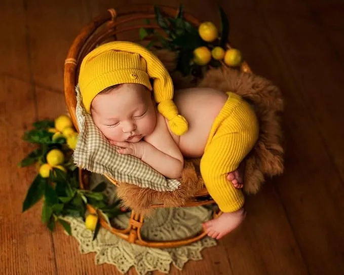 Babymoon Rustic Cane Bamboo Papasan Chair | Wooden Properties | Baby Photography Props