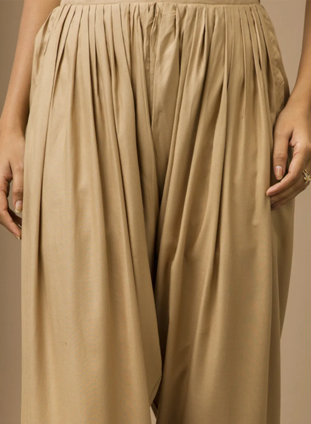 Beige Salwar with Bottom Hem with Lace work