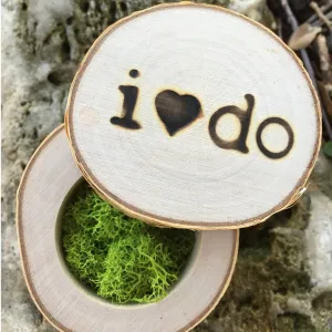 Birch Wood Ring Box - 'I Do'