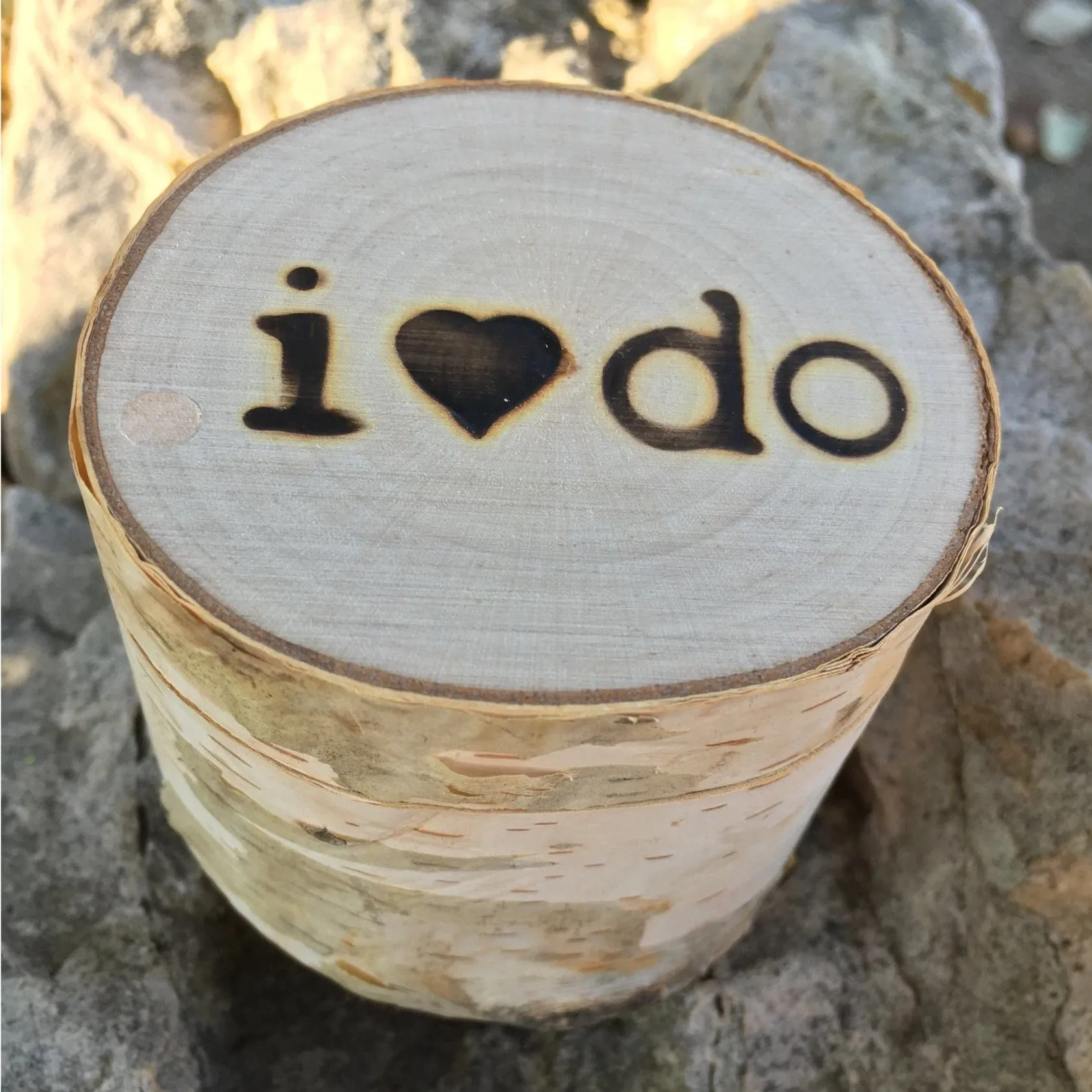 Birch Wood Ring Box - 'I Do'