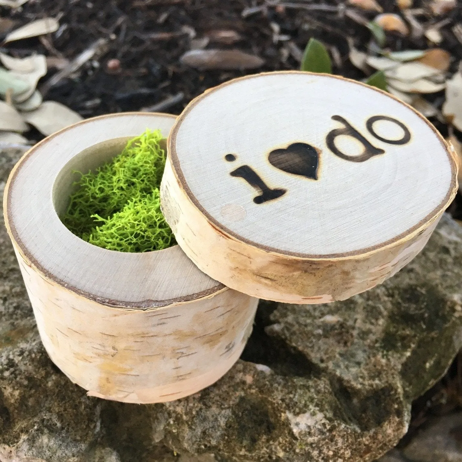Birch Wood Ring Box - 'I Do'
