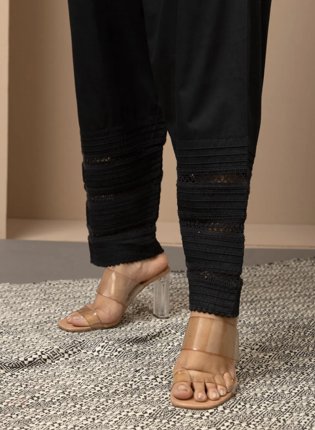 Black Salwar with Bottom Hem with Lace work