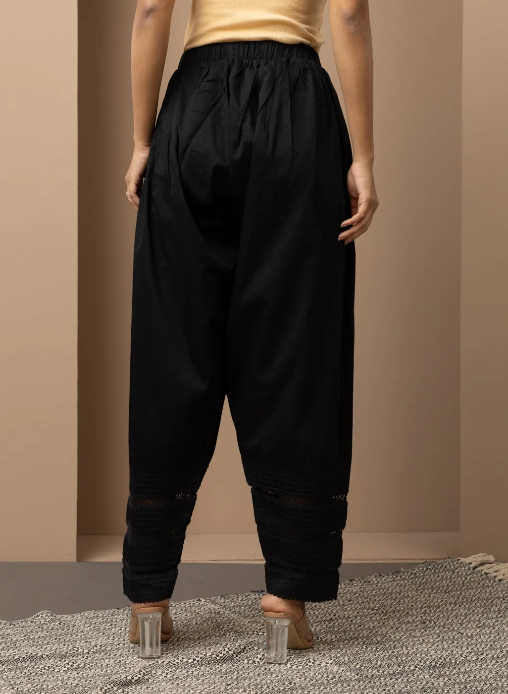 Black Salwar with Bottom Hem with Lace work