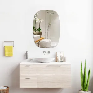 Bnezz - Self Adhesive Wall Mirror Stickers Big Size (30x20) Cm Frameless Mirror for Wall Stickers | Mirror for Bathroom | Bedroom | Wash Basin Flexible Mirror Sheets for Wall (E-BasinMirror)